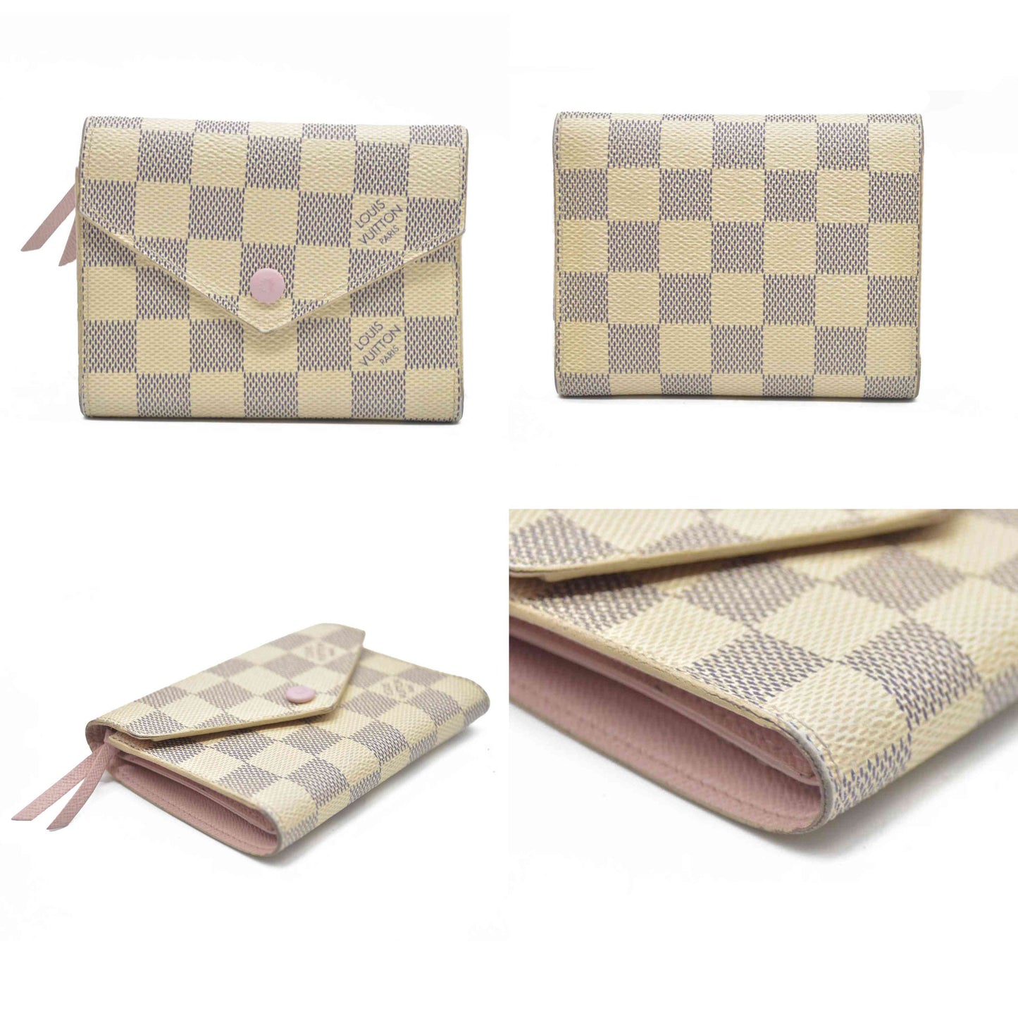 AUCTION $605 Louis Vuitton Tri-fold Wallet Damier Azur Portefeuille Victorine