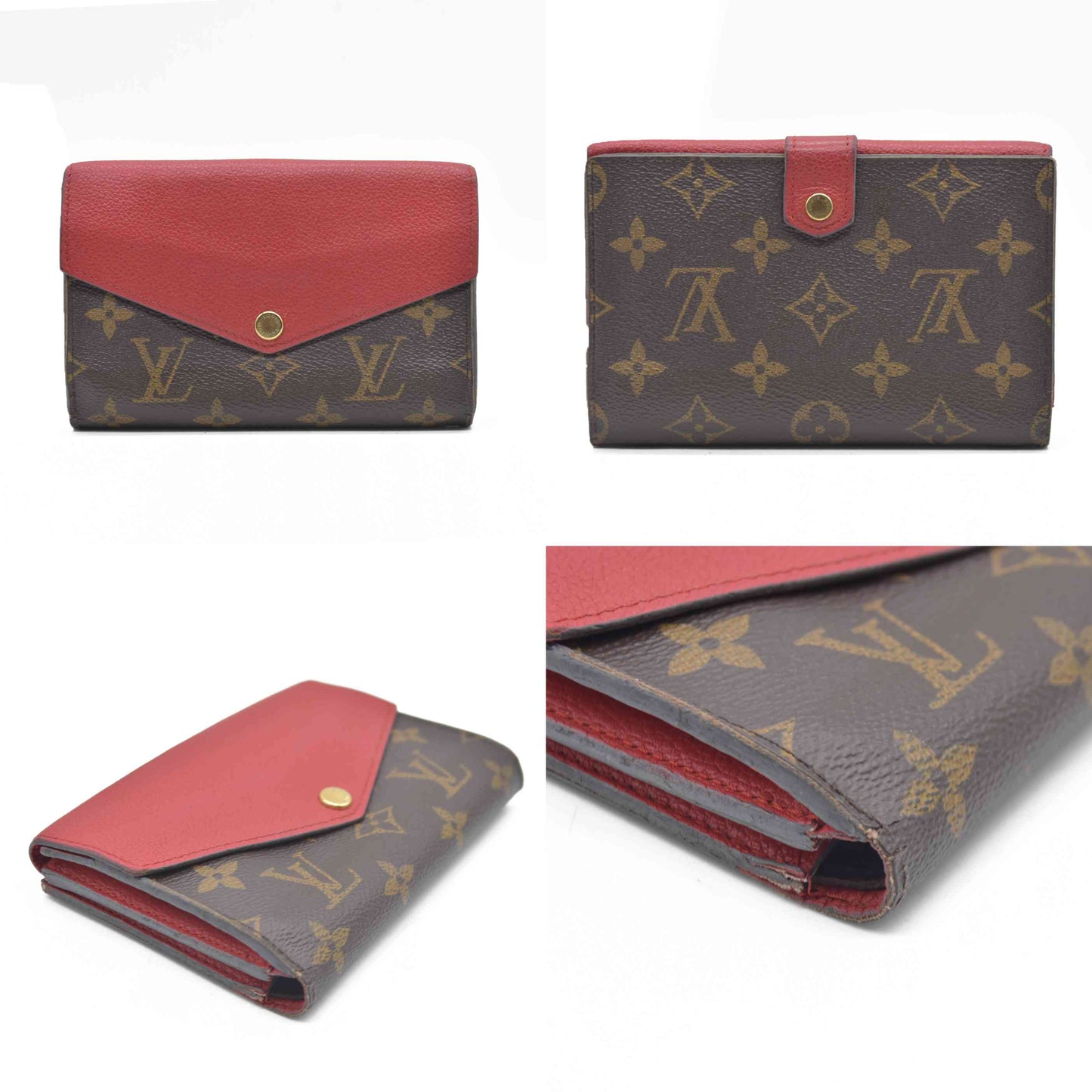 AUCTION $1060 Louis Vuitton Monogram Porte Feuille Pallas Compact Bifold Wallet Brown CA0126