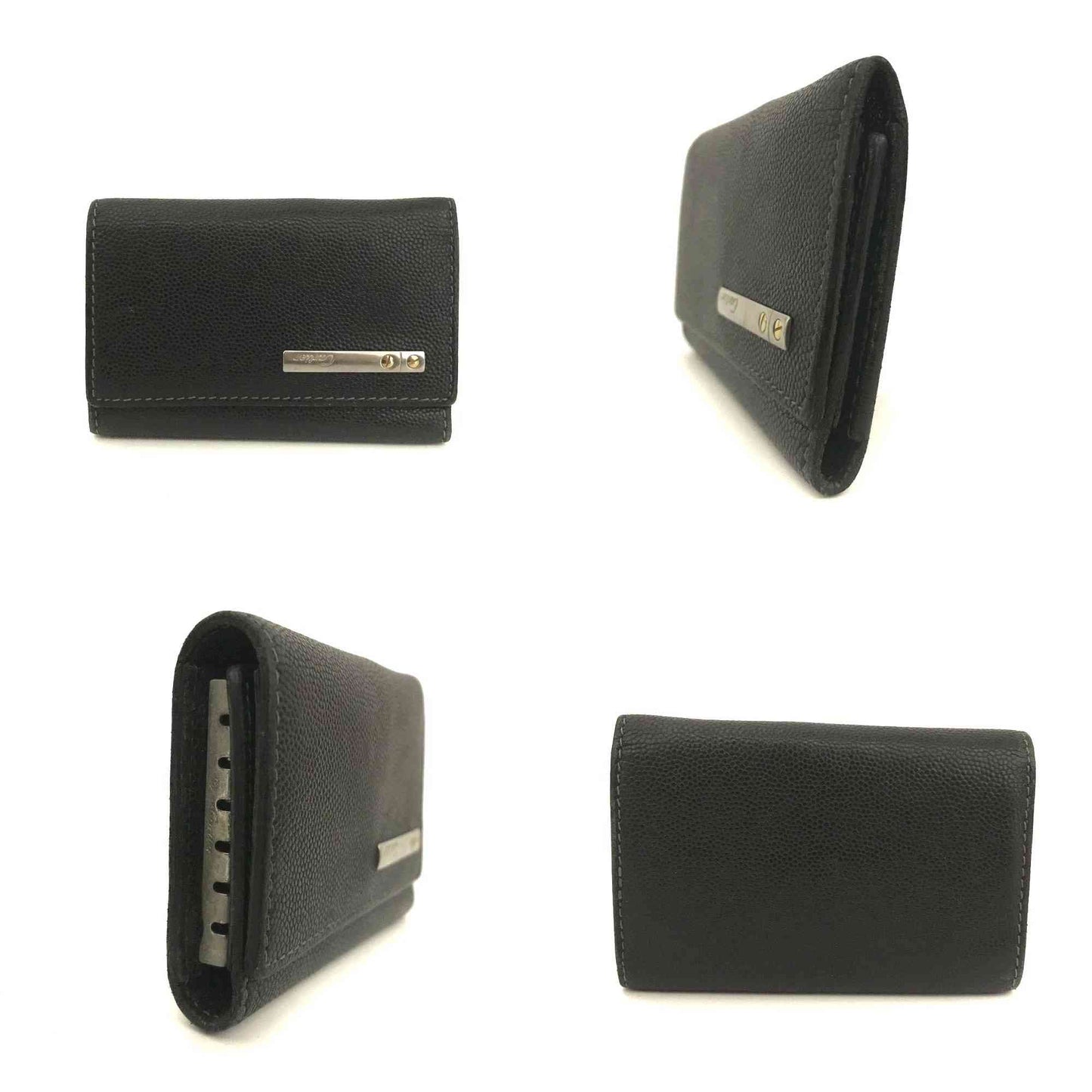 $420 Cartier Santos 6 Ring Key Case Black Leather