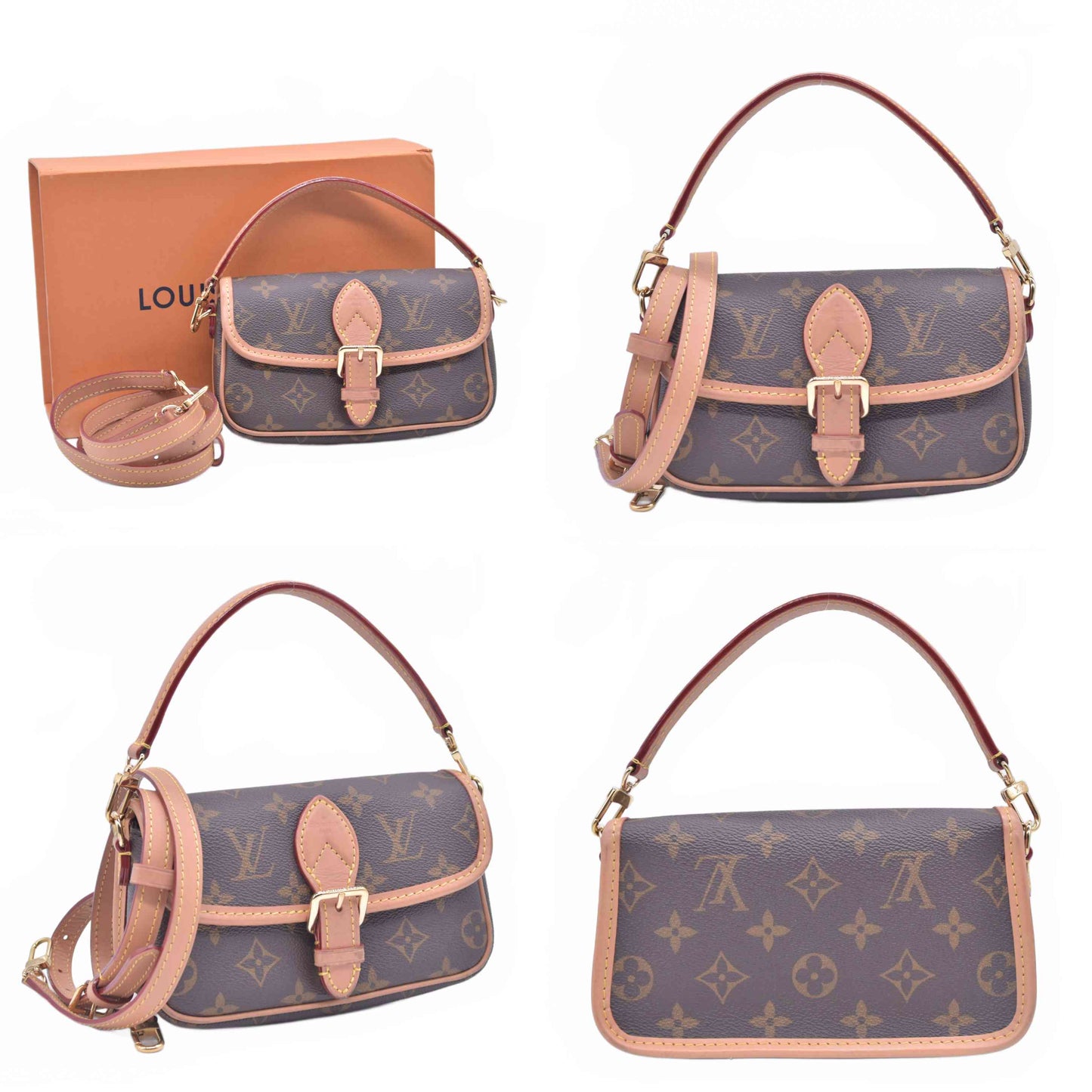 $2170 Louis Vuitton Monogram Nano Diane RFID With Box
