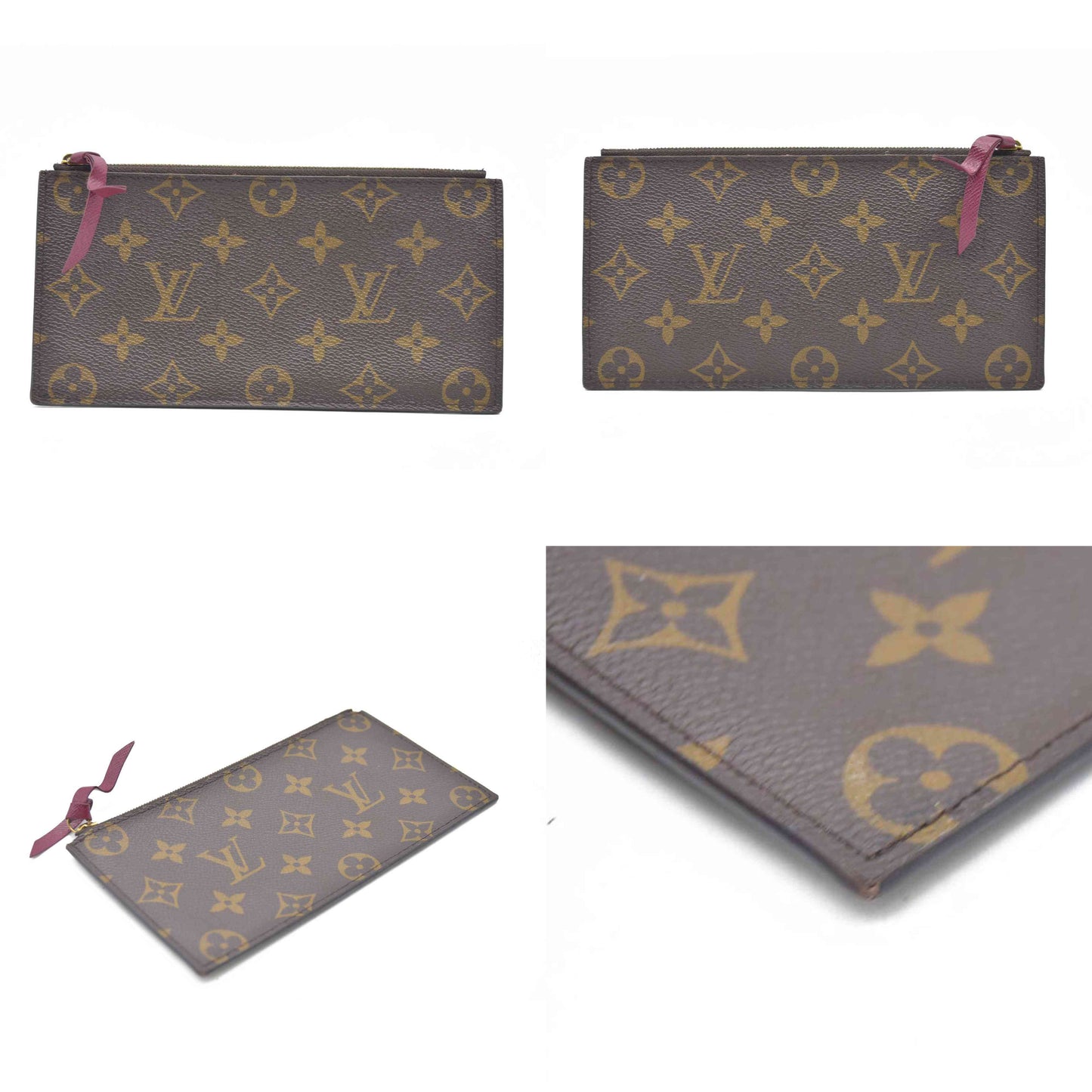 Louis Vuitton  Monogram Felicie Chain Wallet Zippered Insert Fuchsia