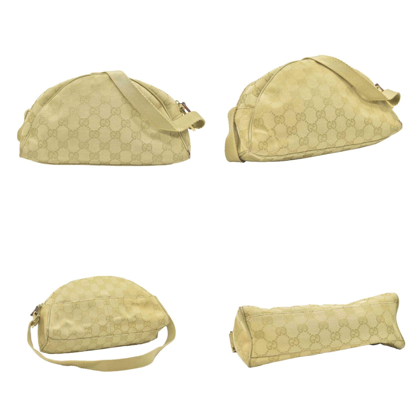 $795 Gucci  GG Canvas Half Moon Pochette CONSIGNMENT