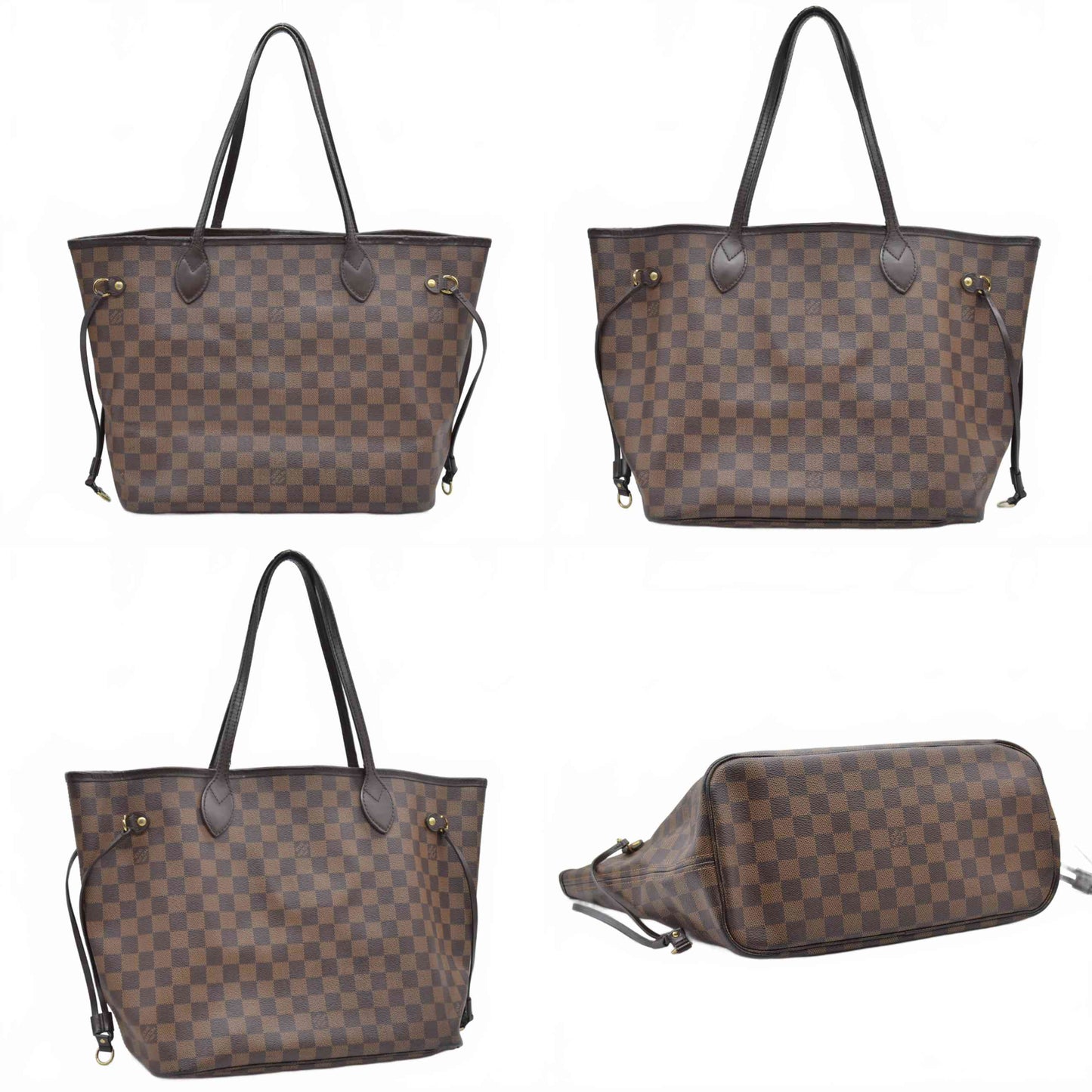 $2240 2017 Louis Vuitton Damier Ebene Neverfull MM Cherry Red Interior GI3167