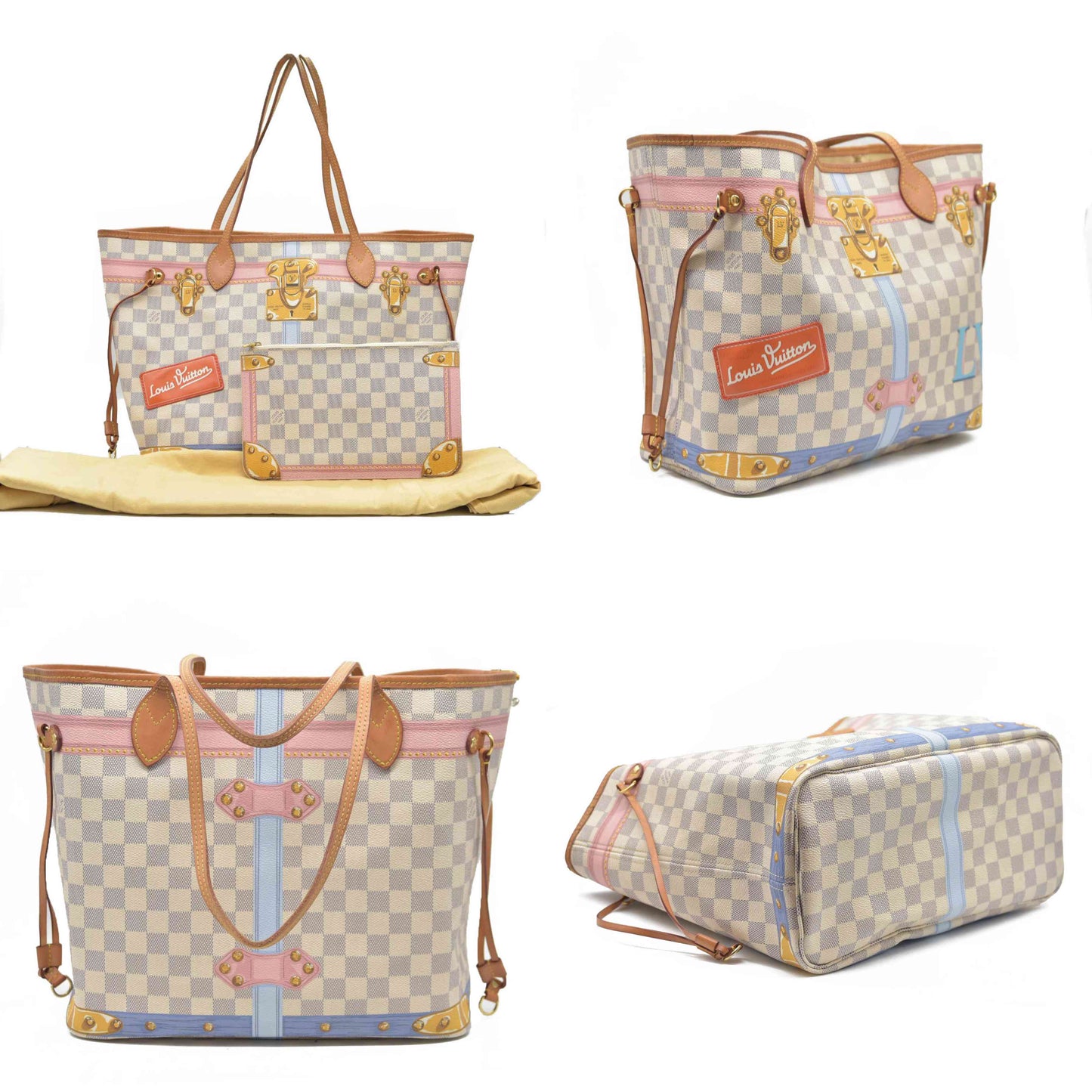 $2170 Louis Vuitton  Damier Azur Summer Trunks Neo Neverfull MM GI0168