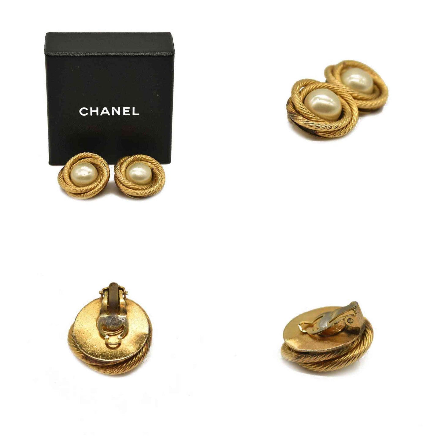 CHANEL Clip-on Earring Gold Tone CC