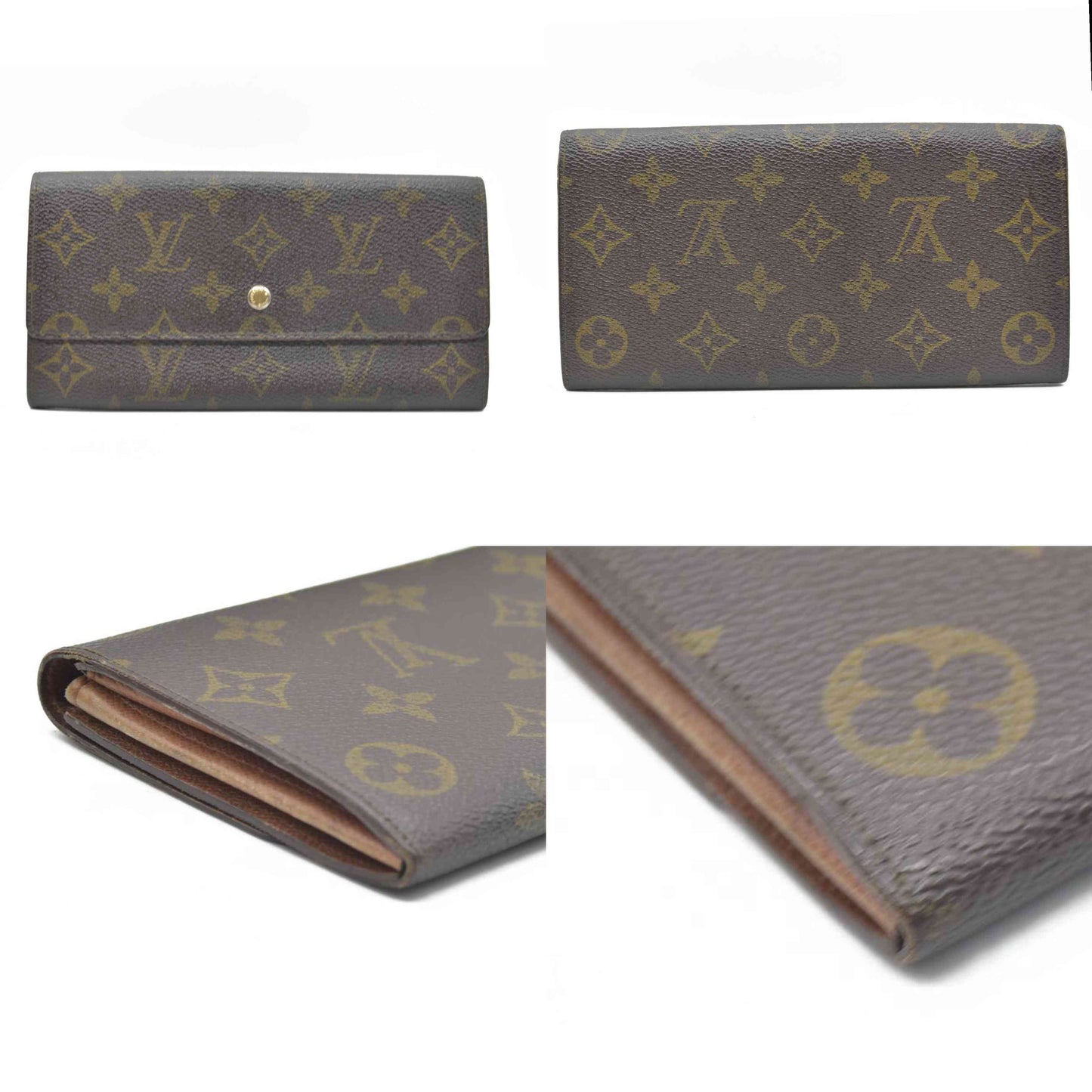 $770 Louis Vuitton Monogram Portefeiulle Sarah Long Bifold Wallet Brown 8901AM