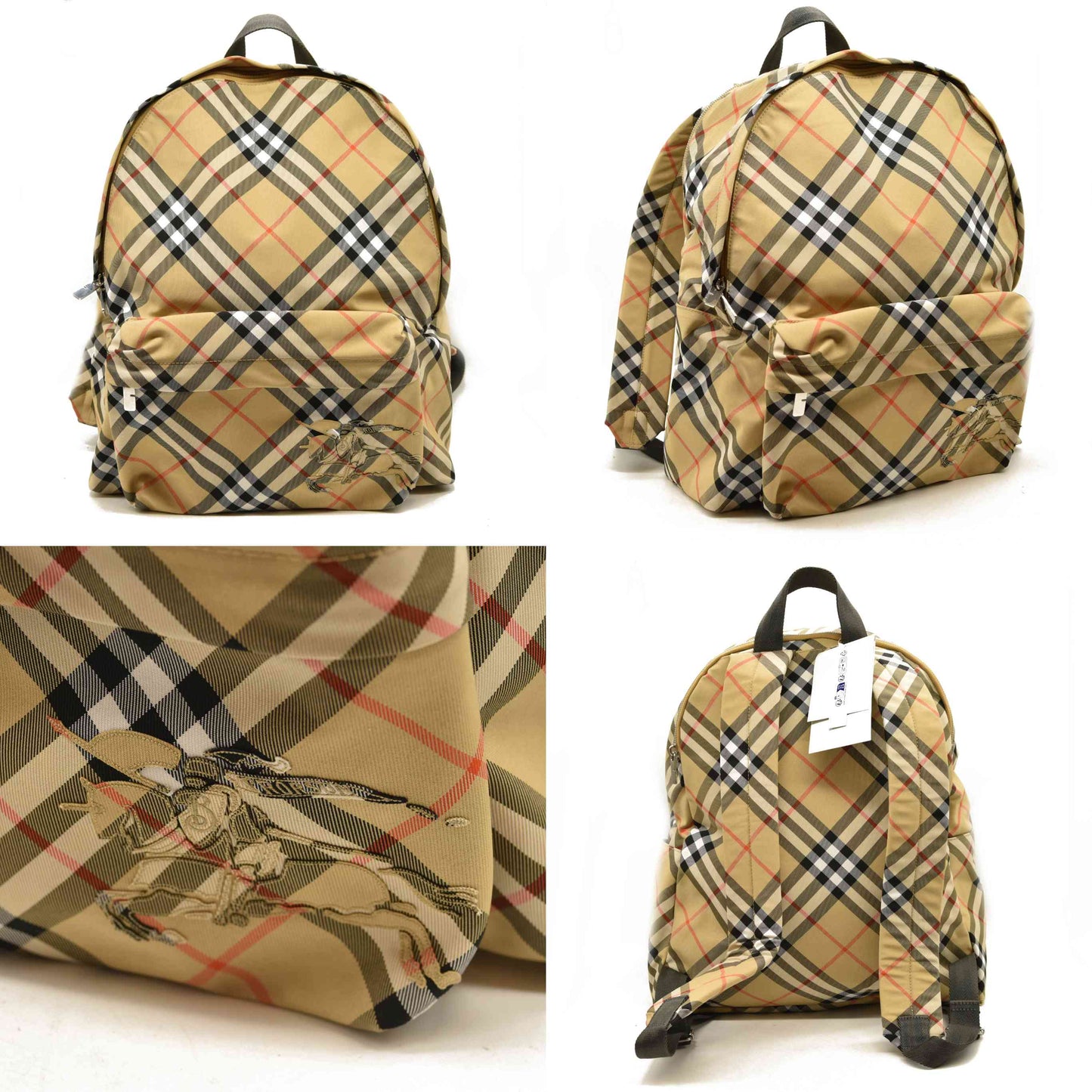 $1550 Burberry Essential House Check Backpack Sand