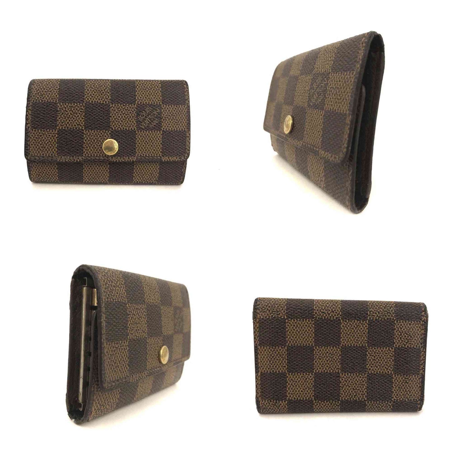 $345 1999 Louis Vuitton Damier Multicles 6 Ring Key Case Brown CT1919
