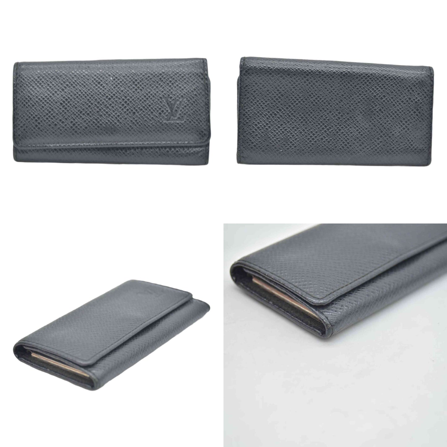 $360 2009 LOUIS VUITTON Taiga 4 Key Multicles Key Holder Black CONSIGNMENT CA2089