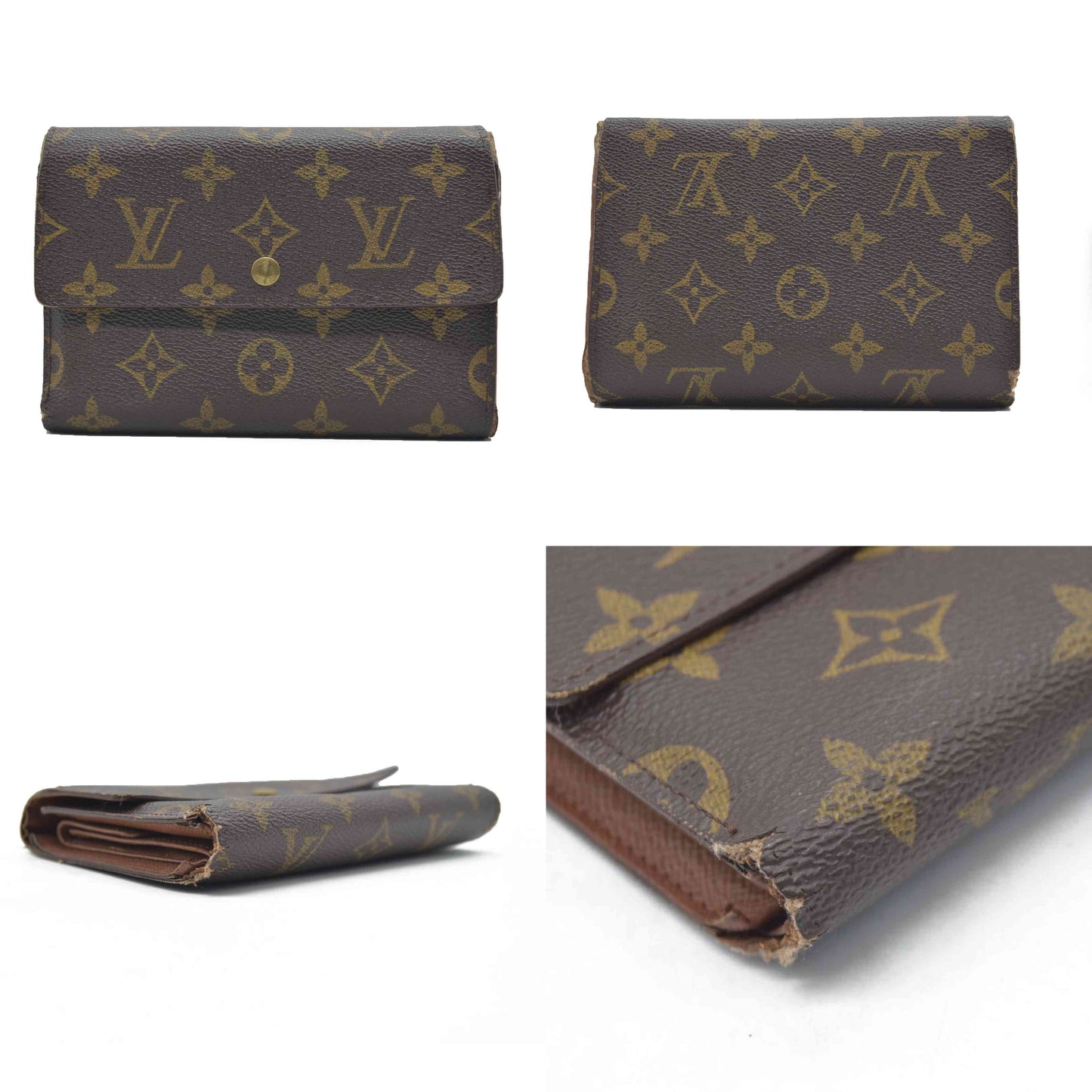$550 Louis Vuitton Monogram Canvas Porte Tresor Etui Papier Wallet SP0927