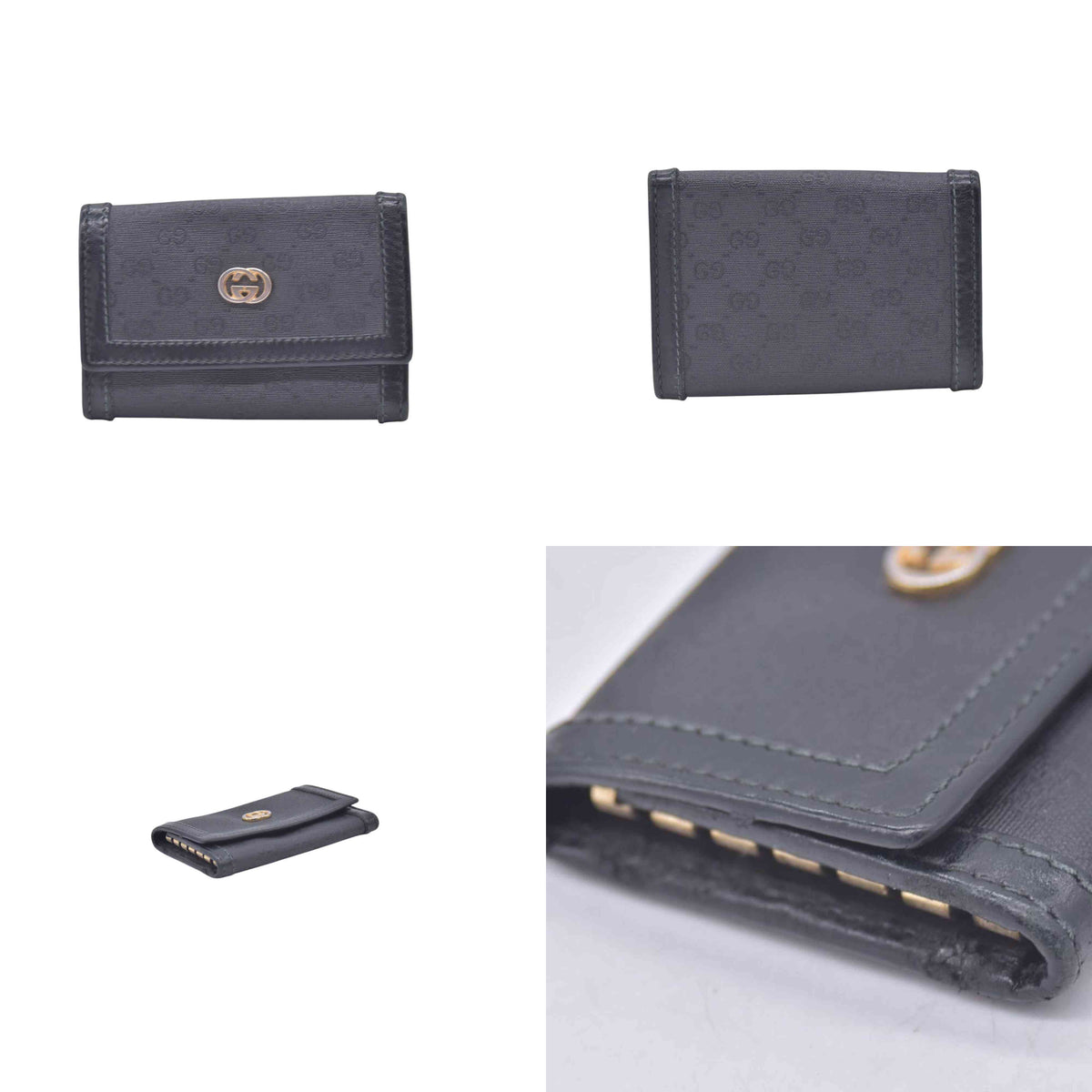 $380 GUCCI Microguccissima Canvas Interlocking GG 6-Key Case Black CONSIGNMENT 10021204