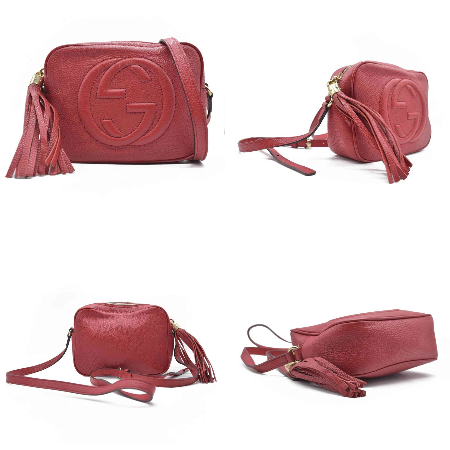 $1490 Gucci Small Soho Disco Bag Red Crossbody