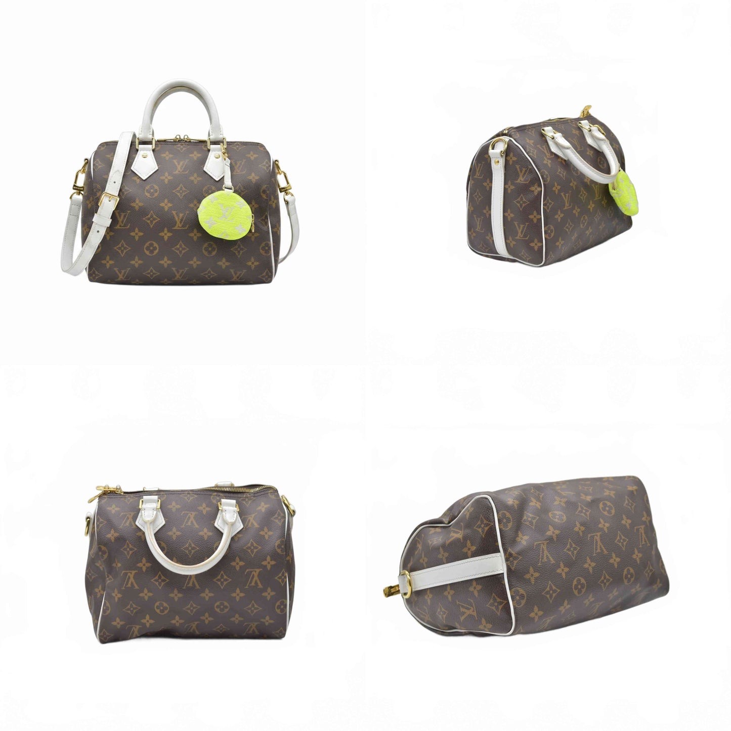 $1820 Louis Vuitton Monogram LV Match Speedy Bandouliere 25 White