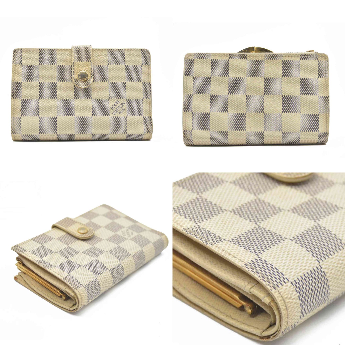$750 Louis Vuitton Damier Azur Kisslock French Wallet Wallet MI2017