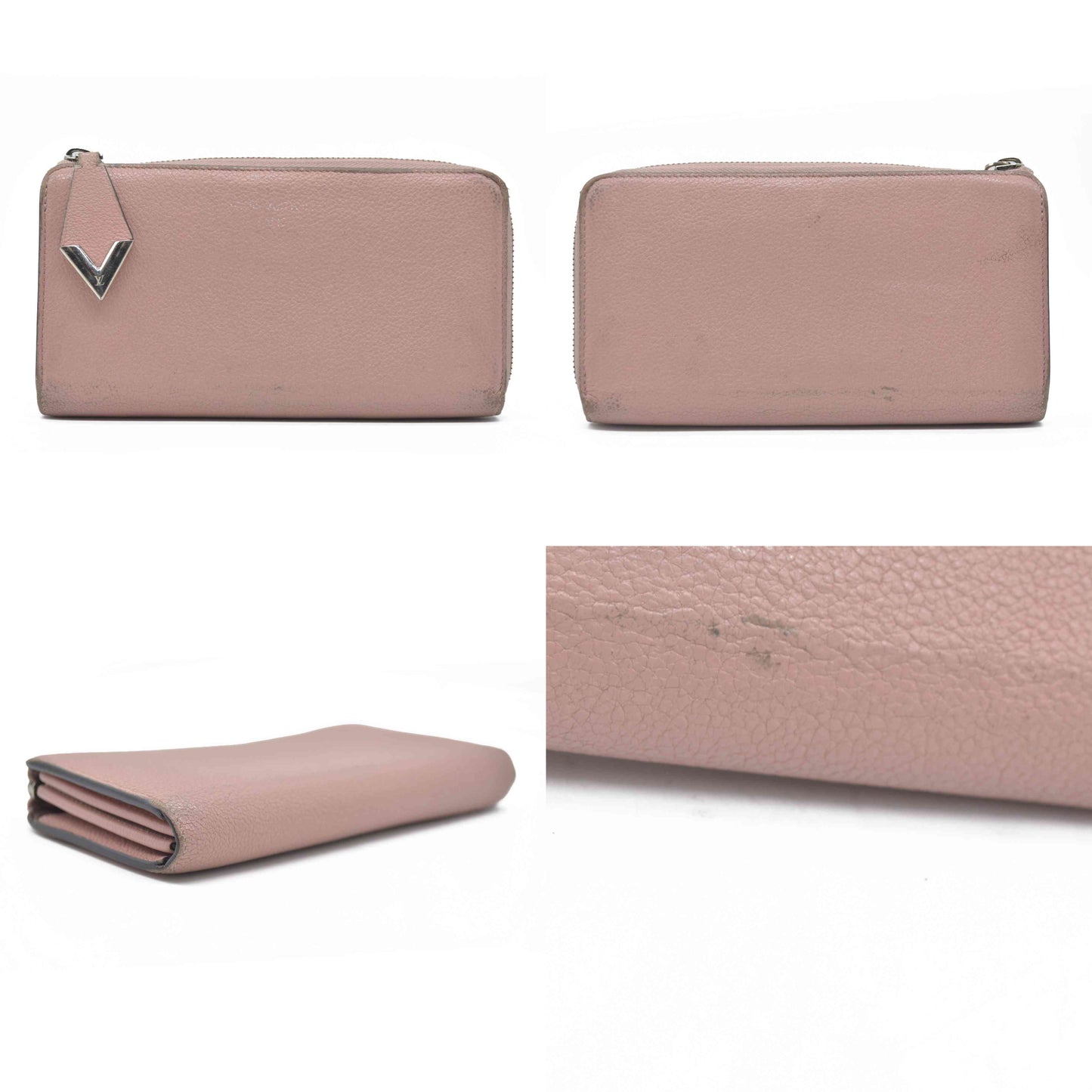 $1130 Louis Vuitton Comet Taurillon Leather Zip Zippy Long Wallet Pink MI0146 2016