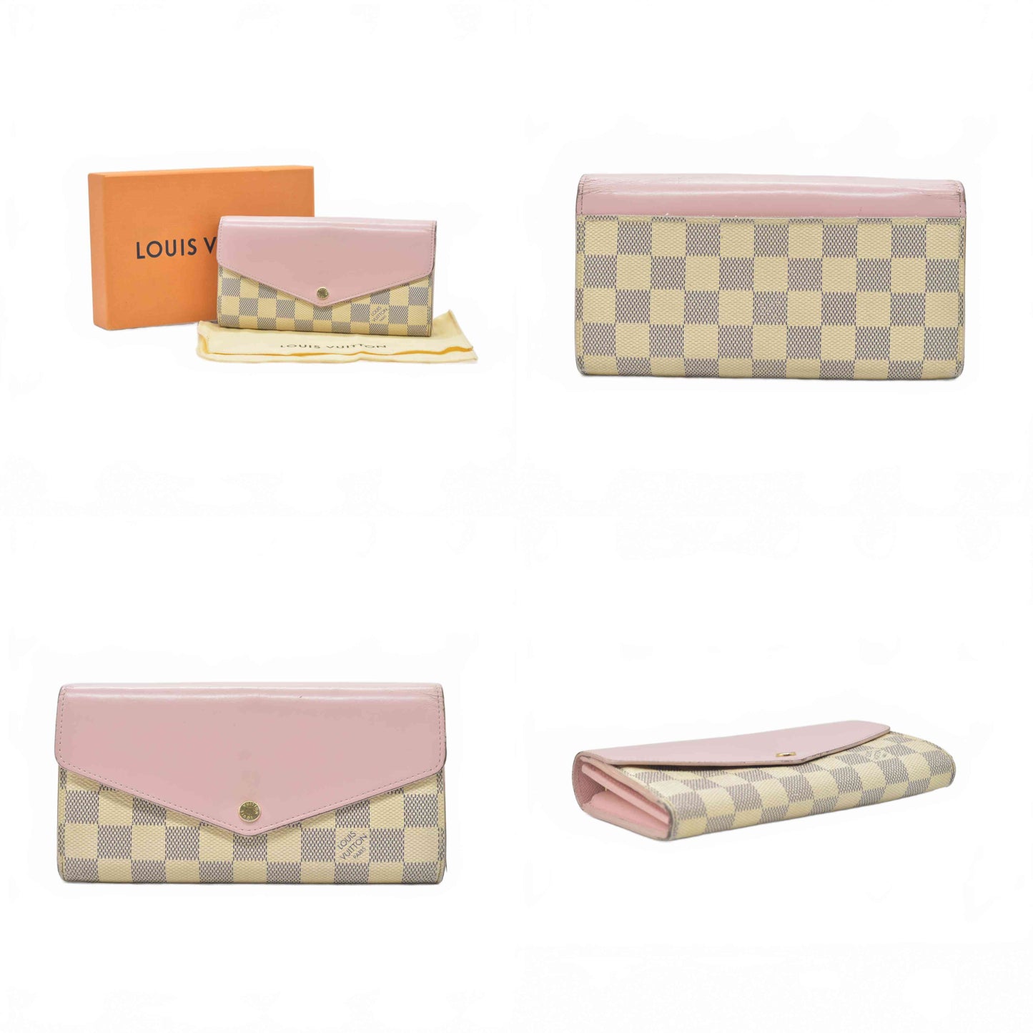 $725 Louis Vuitton Damier Azur Portefeiulle Sarah Long Bifold Wallet MI0169