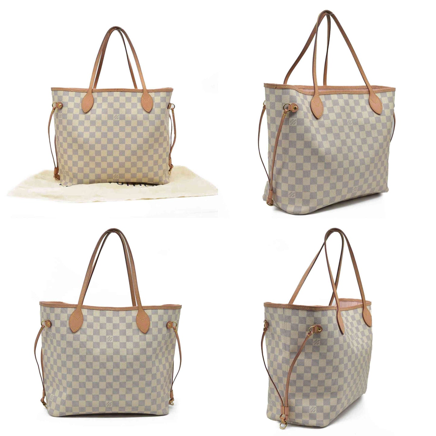 $2170 Louis Vuitton Damier Azur Neverfull SD2199 Rose Ballerine 2019