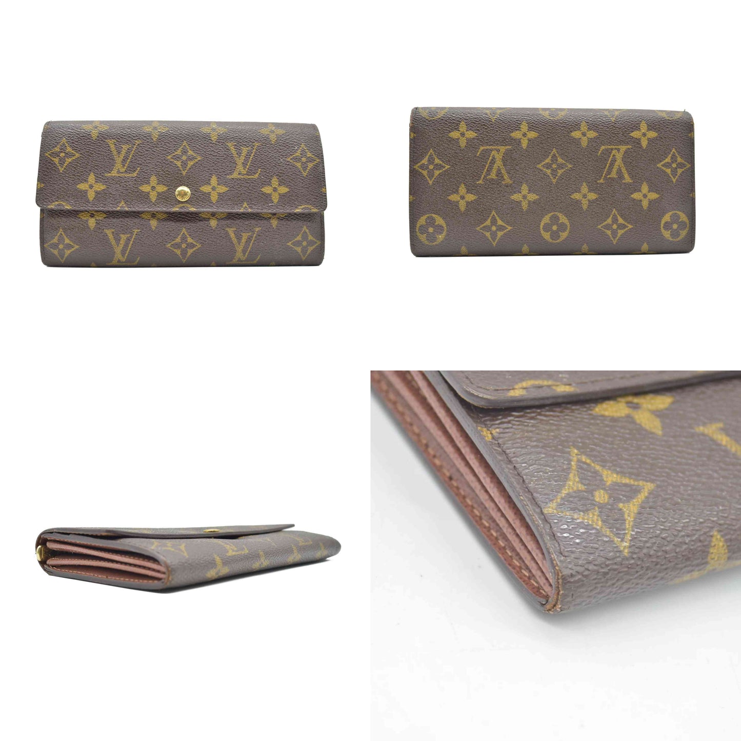 $775 Louis Vuitton Monogram Portefeiulle Sarah Long Bifold Wallet Brown CONSIGNMENT
