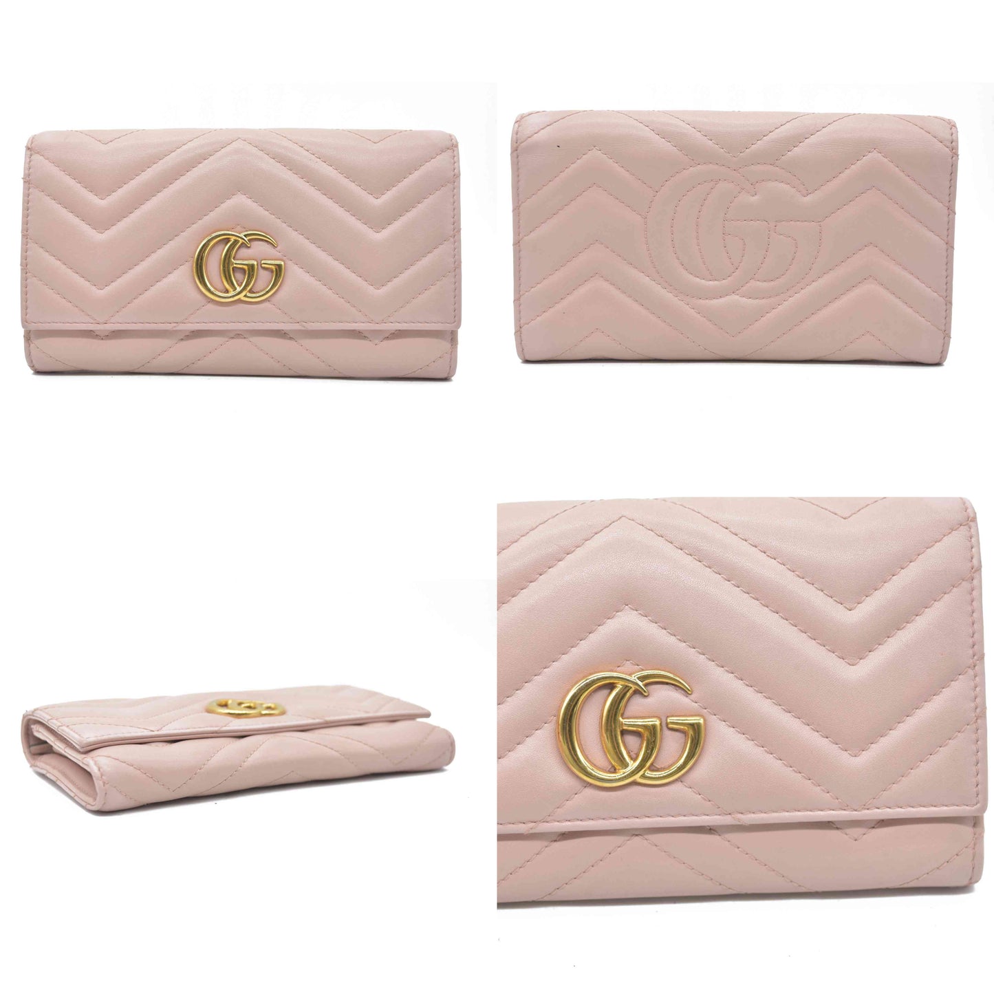 $900  Gucci GG Marmont Continental Wallet Pink Rose CONSIGNMENT