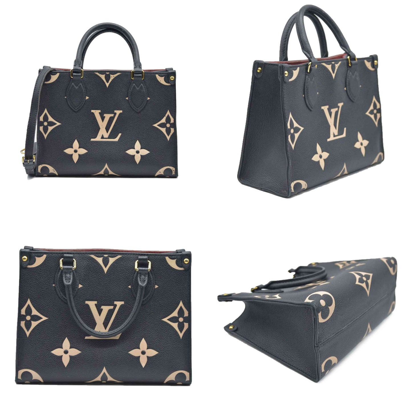 AUCTION $3550 Louis Vuitton Bicolor Monogram Empreinte Leather Onthego PM RFID