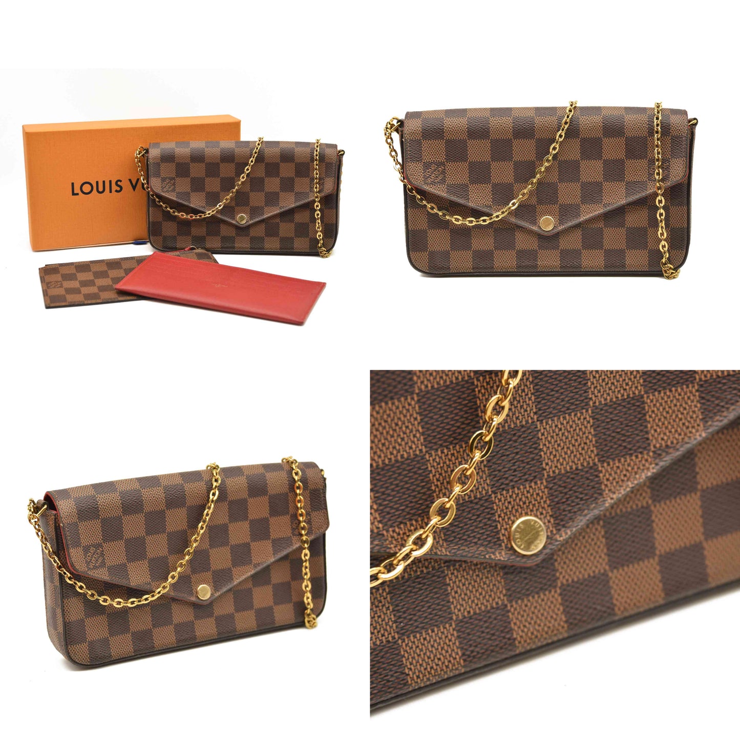 Louis Vuitton  Damier Ebene Pochette Felicie Chain Wallet MI0169