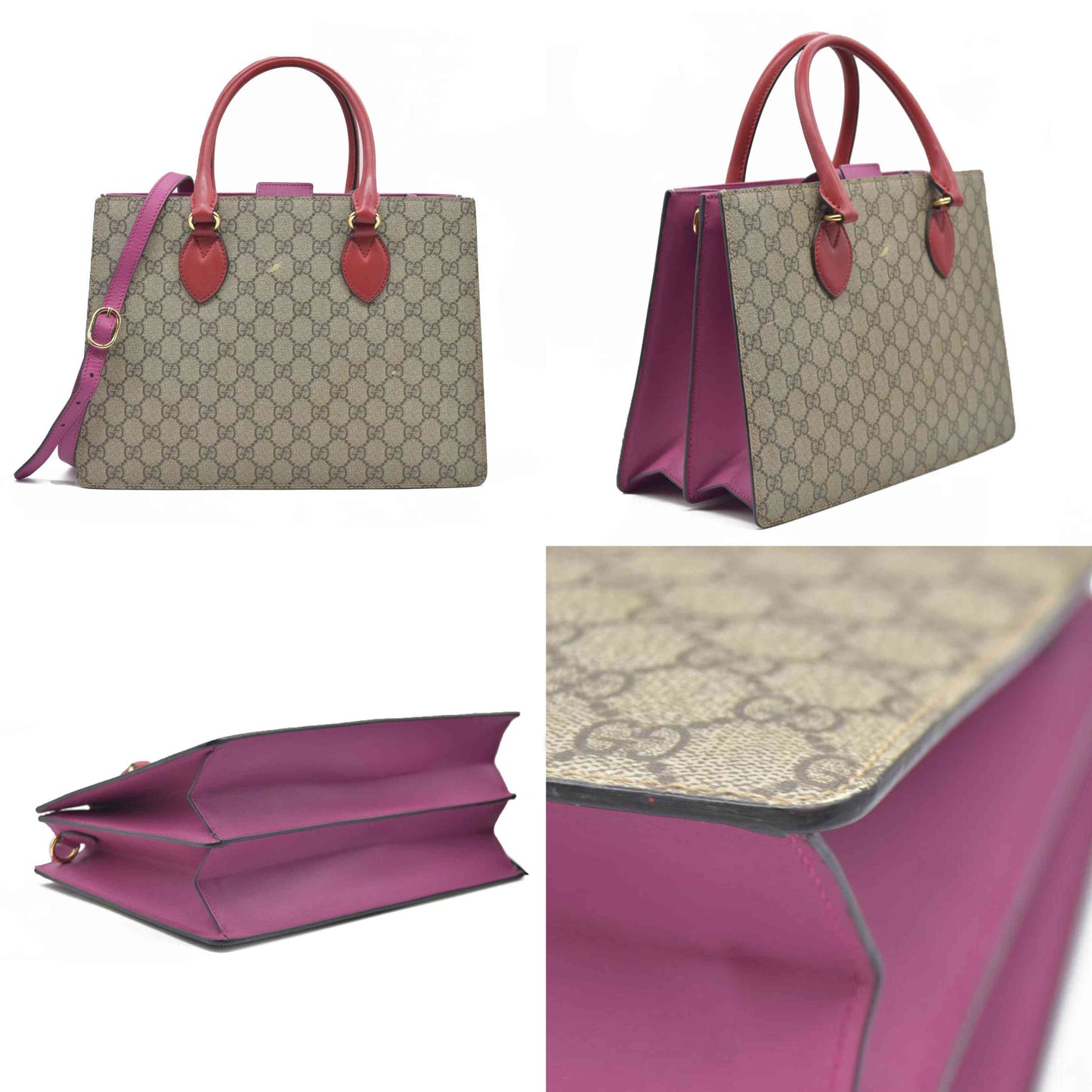 $1300 Gucci GG Supreme Linea A Tote Bag in Beige Coated Canvas