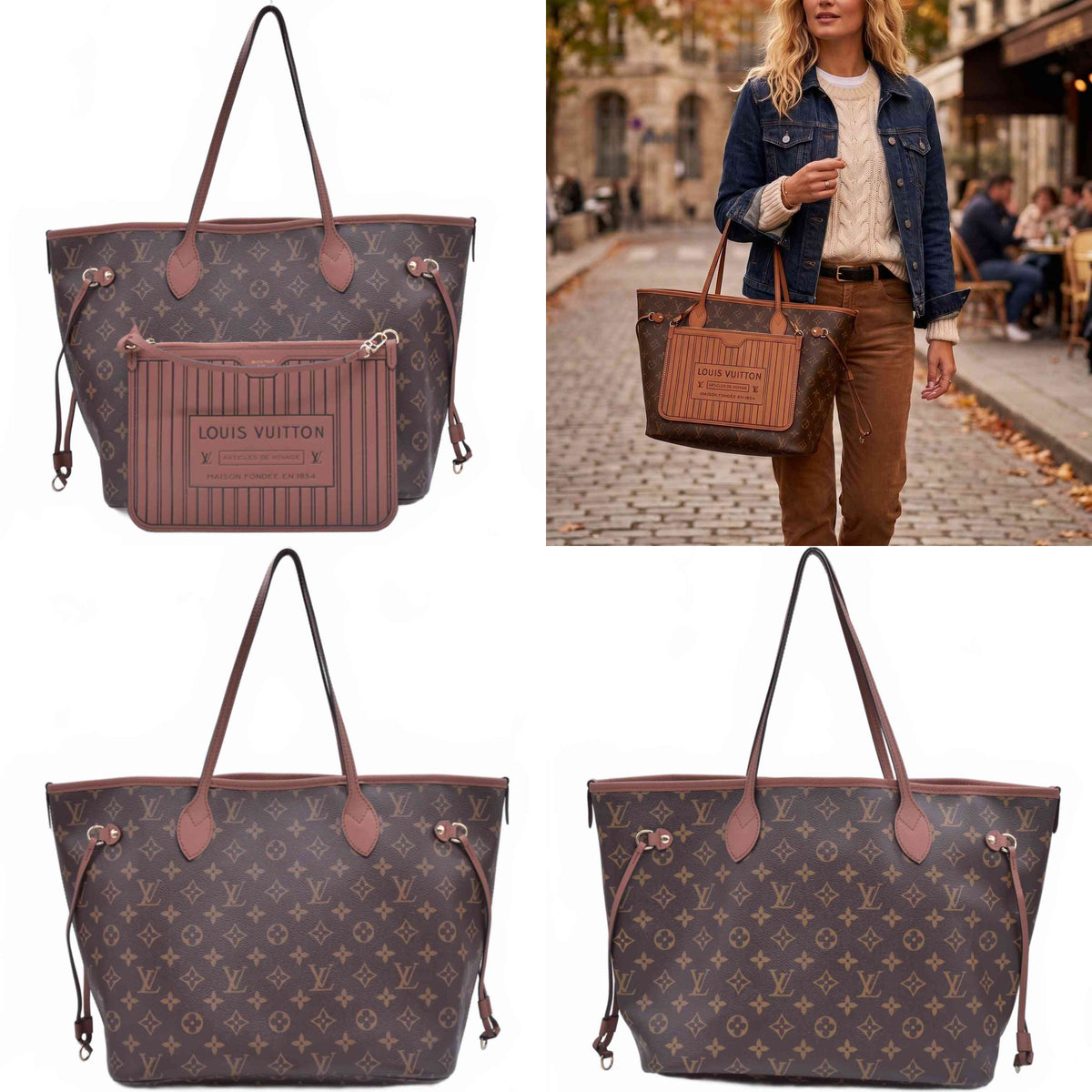 $3200 Louis Vuitton Monogram Inside Out Reversible Neverfull MM Brown RFID 10021157