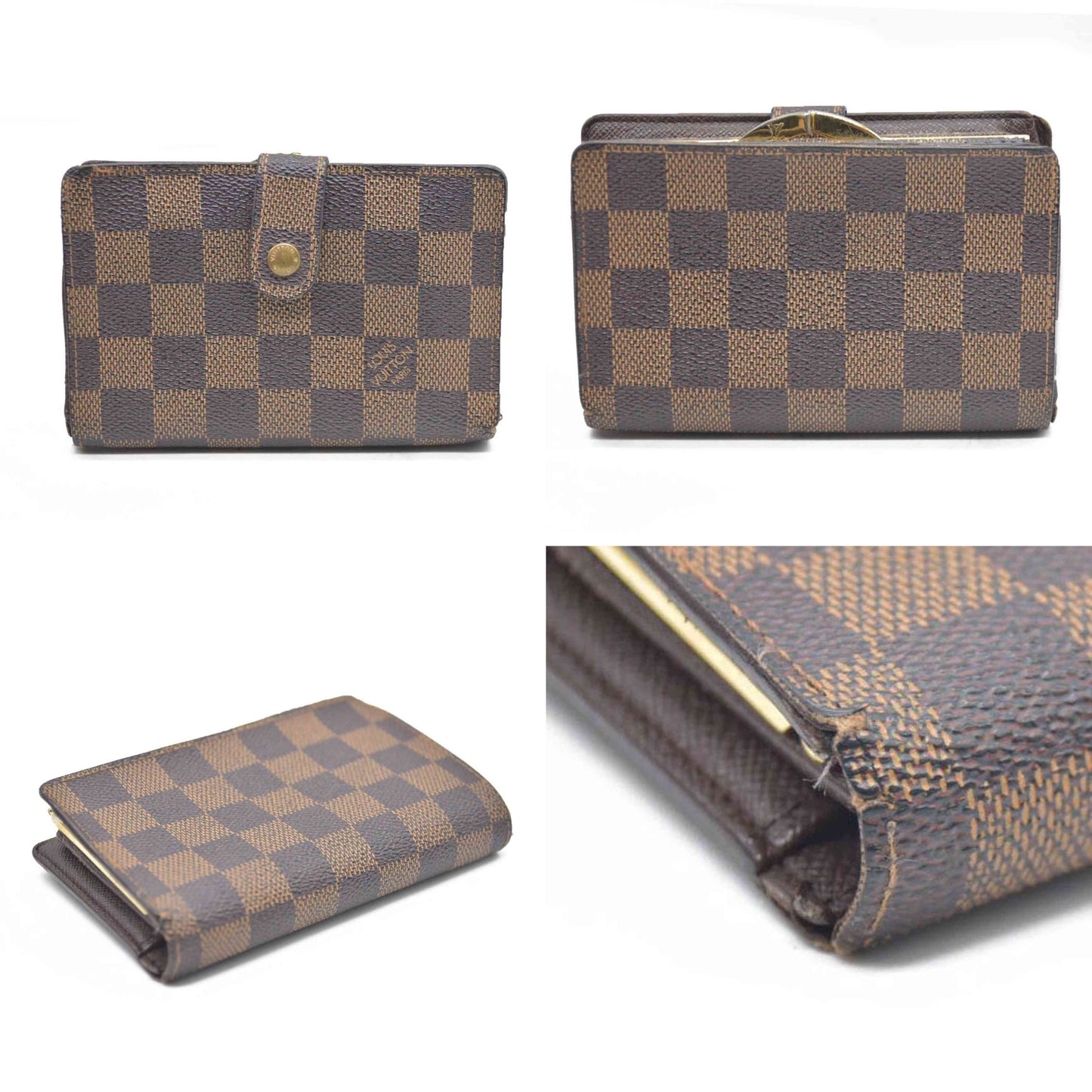 AUCTION $750 Louis Vuitton  Damier Ebene French Purse Wallet TH1004