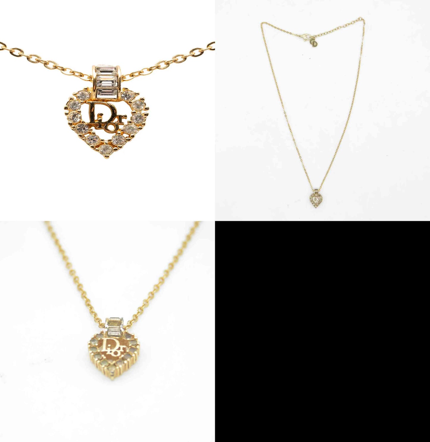 $440 Dior 20th century heart crystal pendant necklace