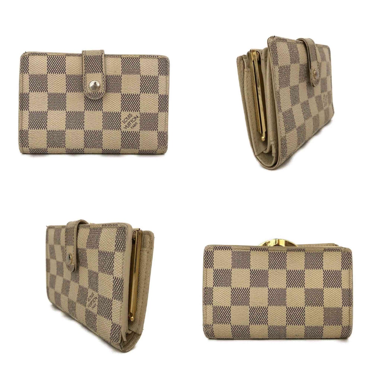 $750 Louis Vuitton Damier Azur French Kisslock Wallet MI0076