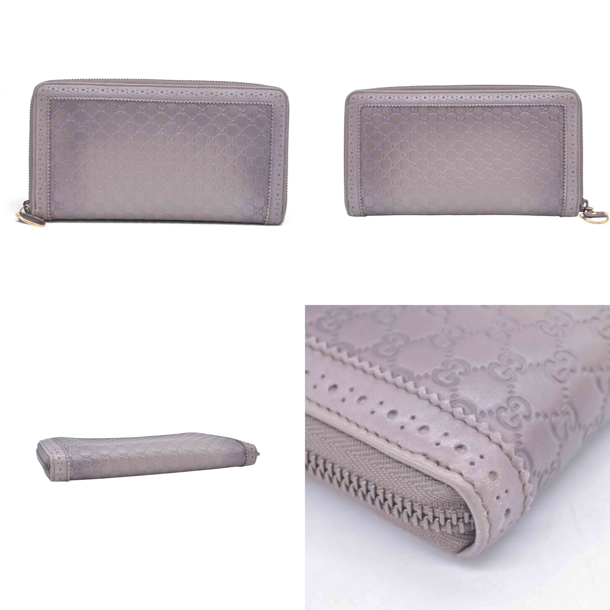 $880 GUCCI Grey Microguccissima Zip Around Organizer Travel Wallet CONSIGNMENT 10021435