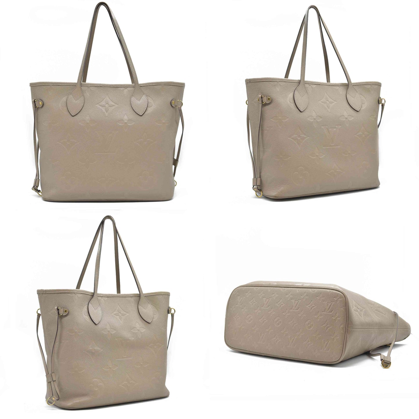 AUCTION $2710 Louis Vuitton  Empreinte Monogram Giant Neverfull MM Tourterelle Tote