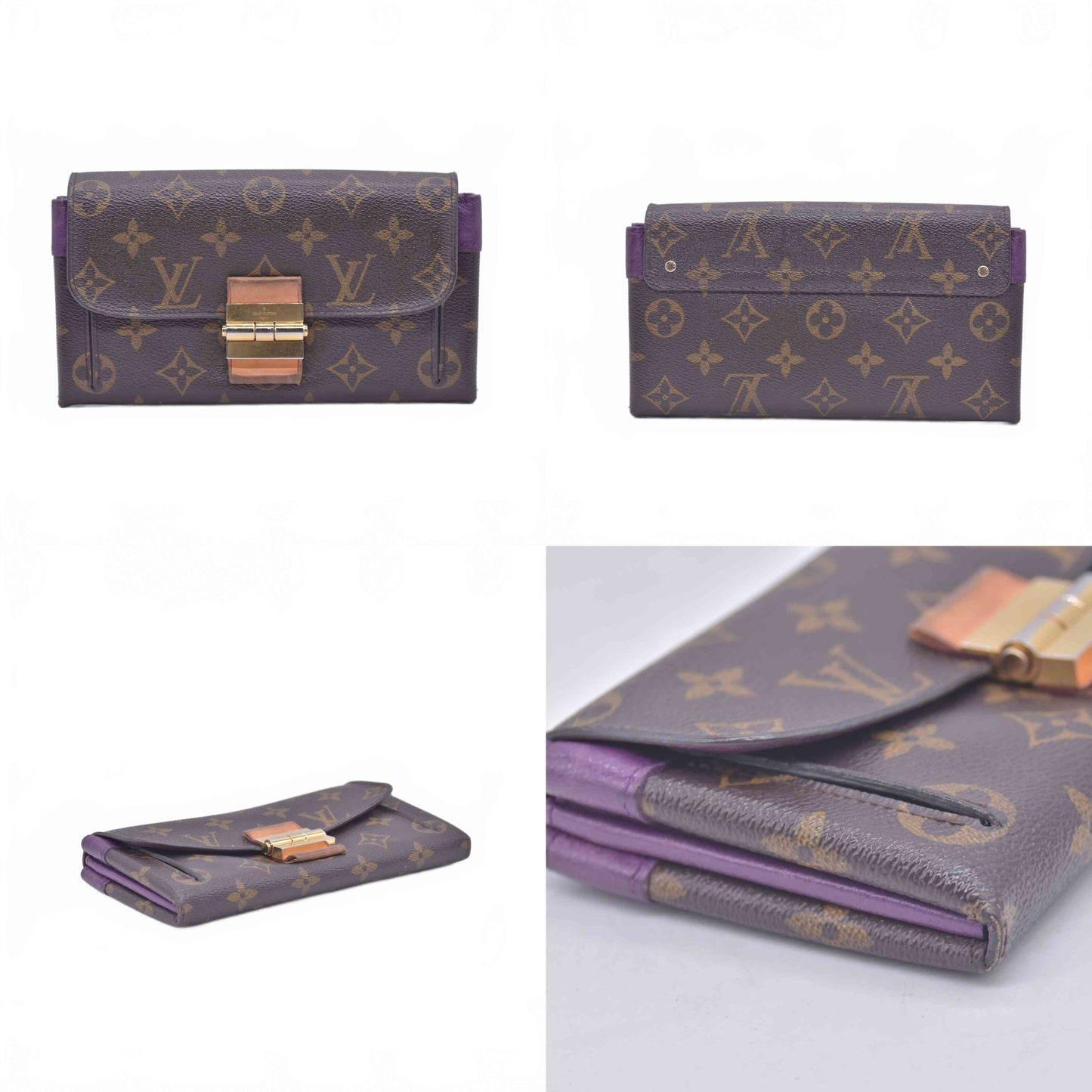 $1400 2014 Louis Vuitton Monogram Portefeiulle Elysee Long Bifold Wallet Brown SP0144