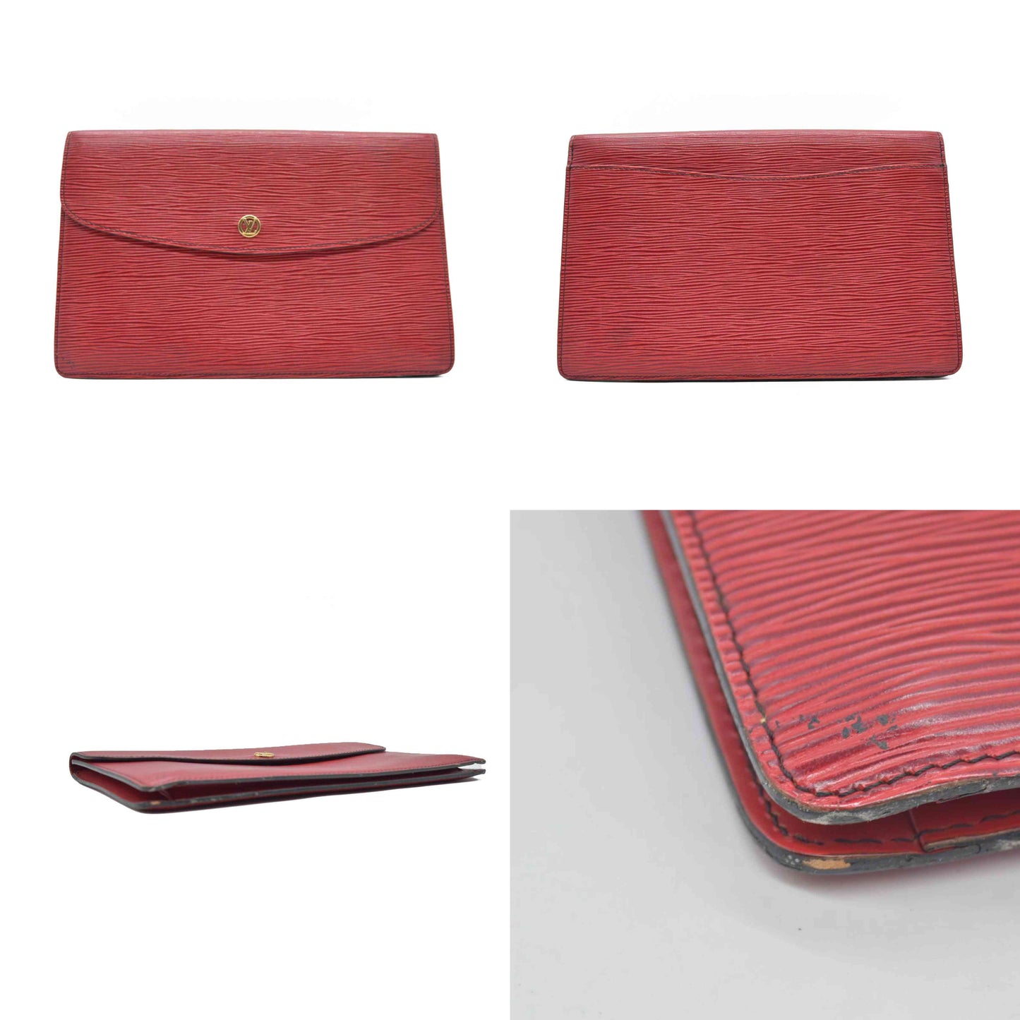 $880 1990 Louis Vuitton Epi Montaigne Red Clutch Bag Pouch