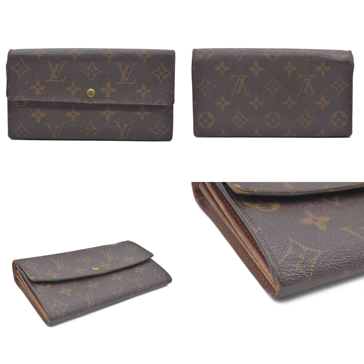 Louis Vuitton Monogram Portefeiulle Sarah Long Bifold Wallet Brown MB0010