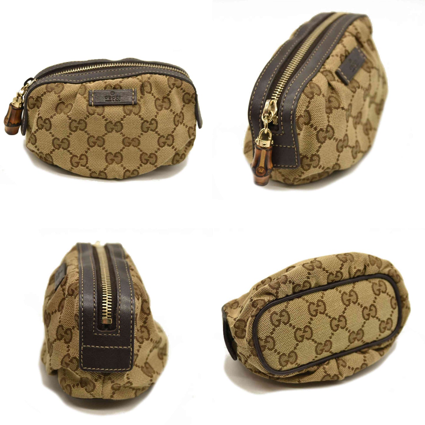 Gucci  Monogram Medium Bamboo Cosmetic Case Dark Brown