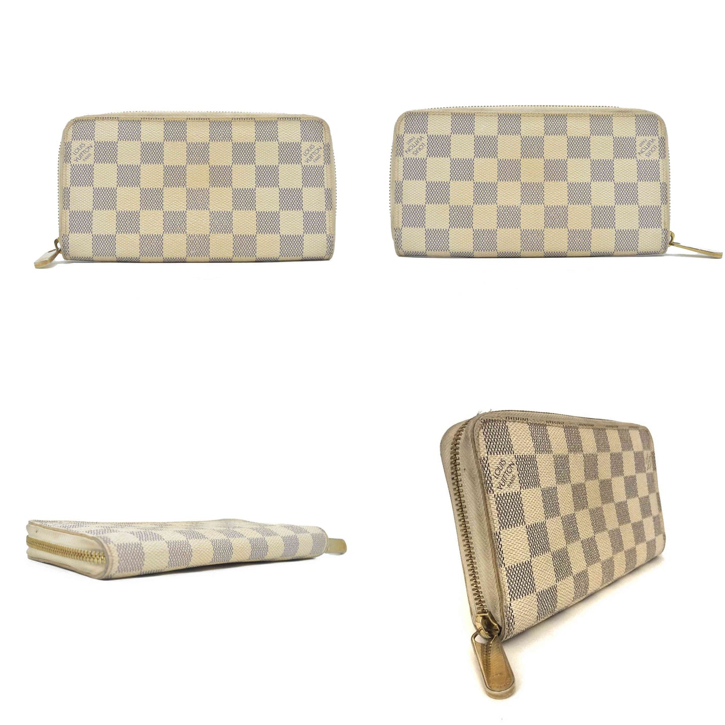 $915 2007 Louis Vuitton Damier Azur Zippy Zip Around Long Wallet Purse* VI2077