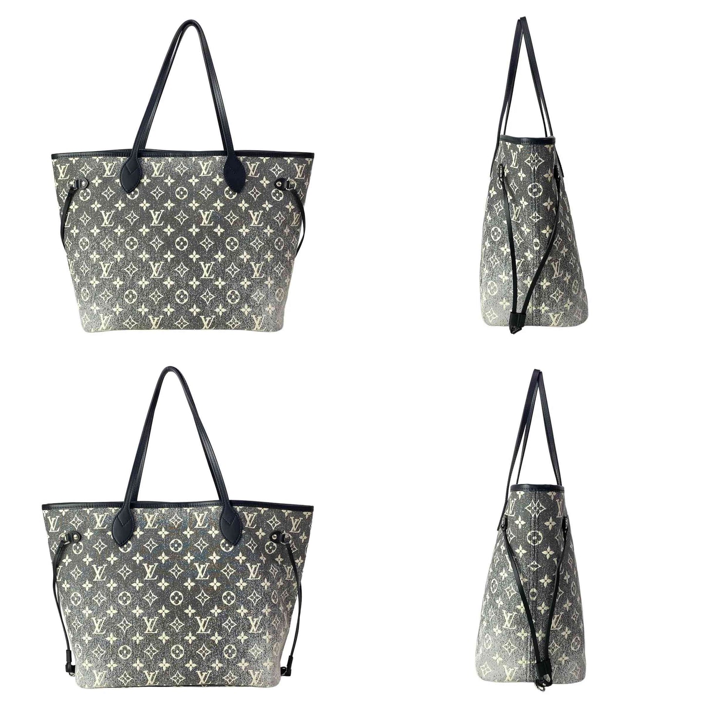 $2460 LOUIS VUITTON Neverfull MM M21465 Gray Monogram Jacquard Denim