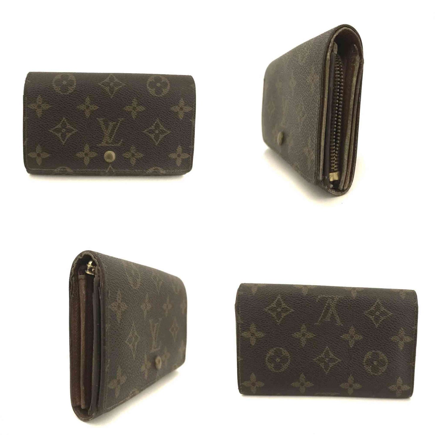 $560 1999 Louis Vuitton Monogram Porte Monnaie Billets Tresor Bifold Wallet RA0919