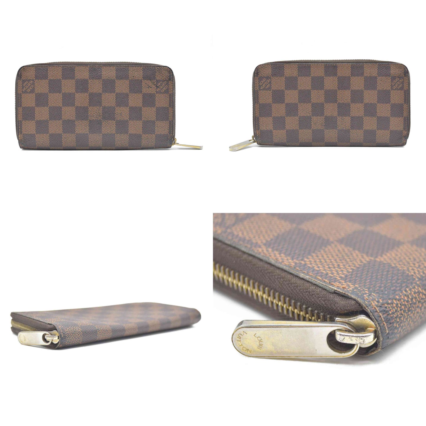 AUCTION $915 Louis Vuitton Damier Ebene Zippy Wallet CA2136