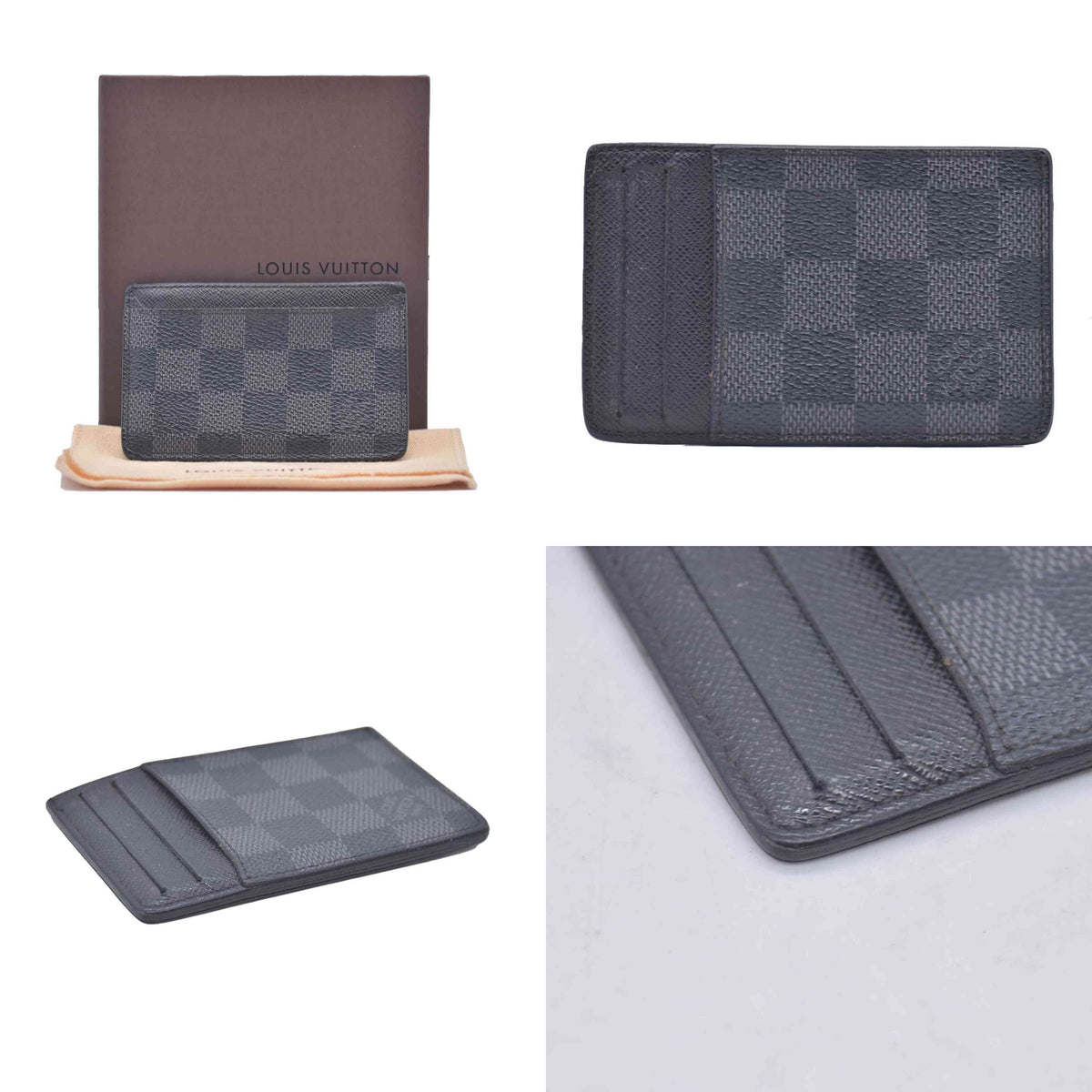 $385 Louis Vuitton 2008 Damier Graphite Pattern Card Case TH5008 CONSIGNMENT