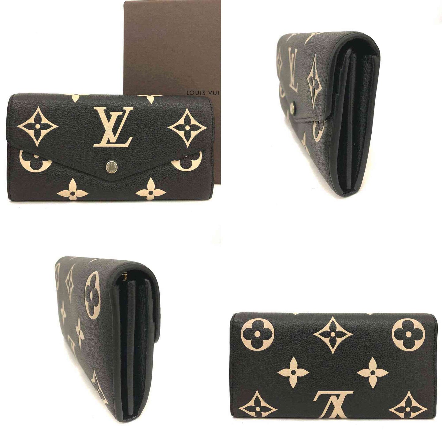 Louis Vuitton  Monogram Empreinte Giant Sarah Wallet Black Beige CA0221