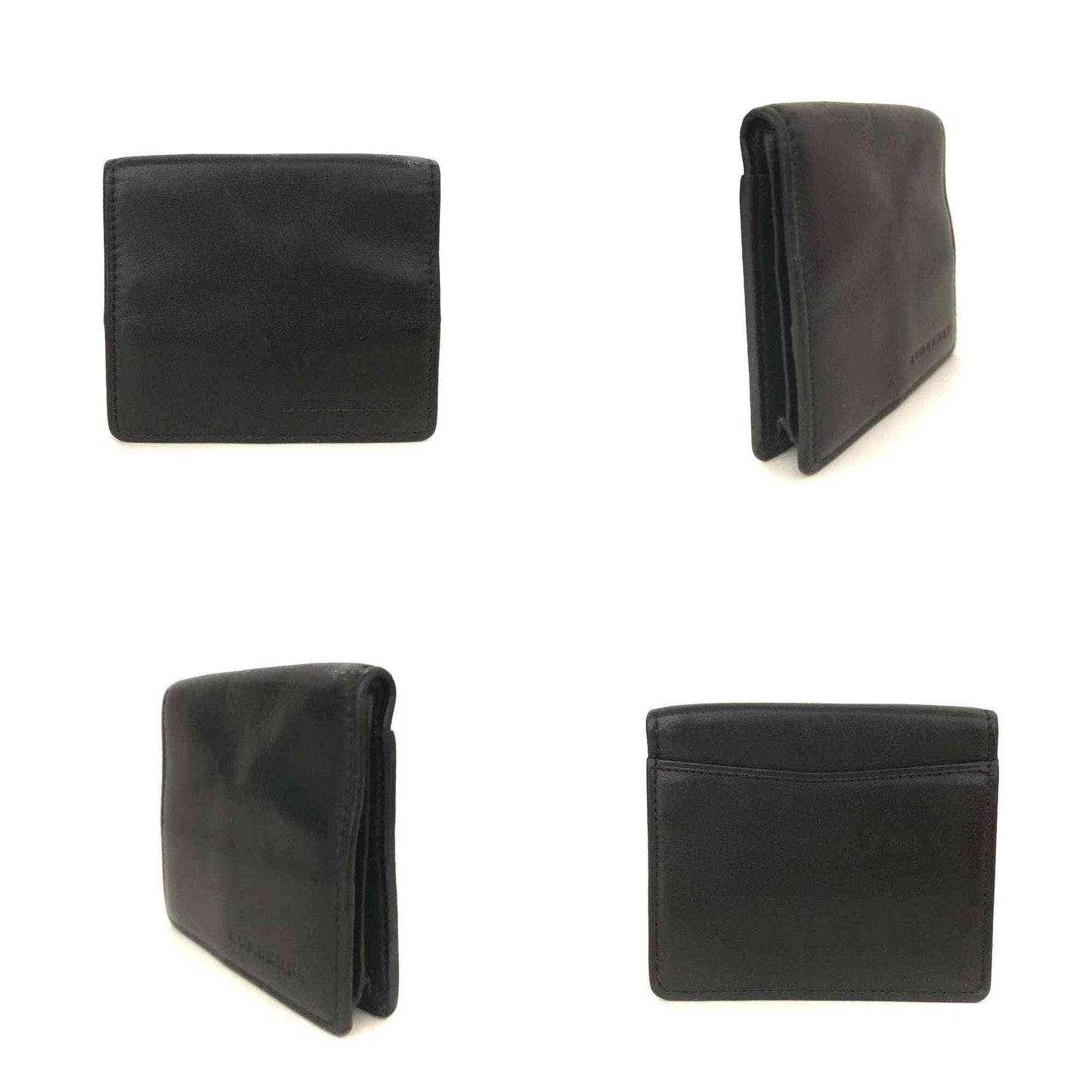 $355 BURBERRY Logo Leather Coin Purse Wallet Black