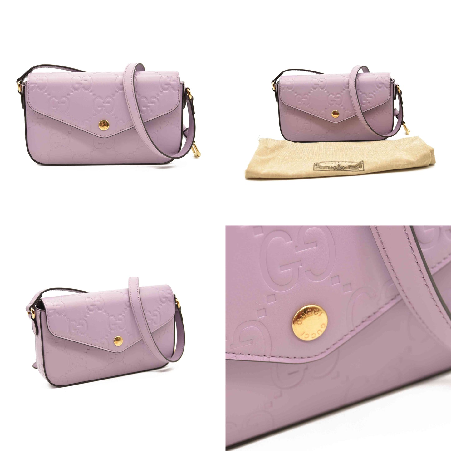 Gucci  Calfskin GG Super Mini Shoulder Bag Purple