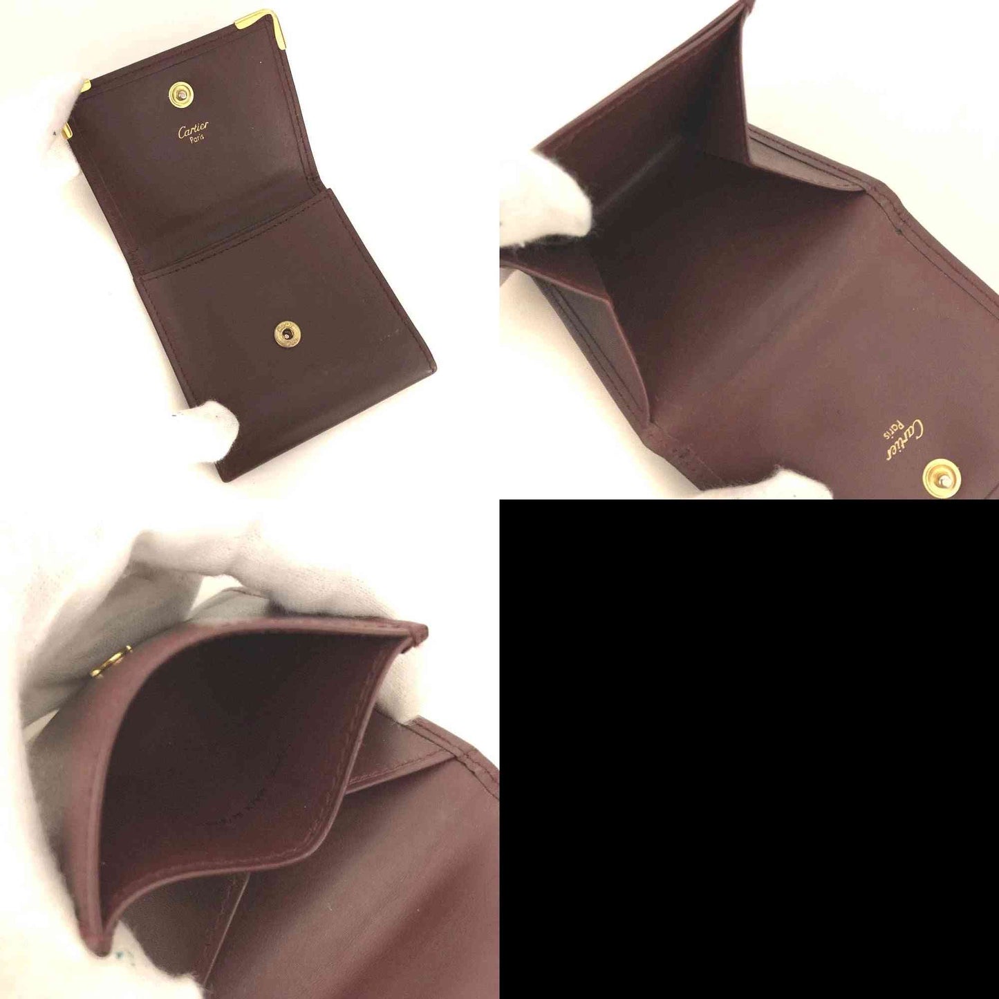 Must de Cartier Leather Coin Purse Wallet Bordeaux