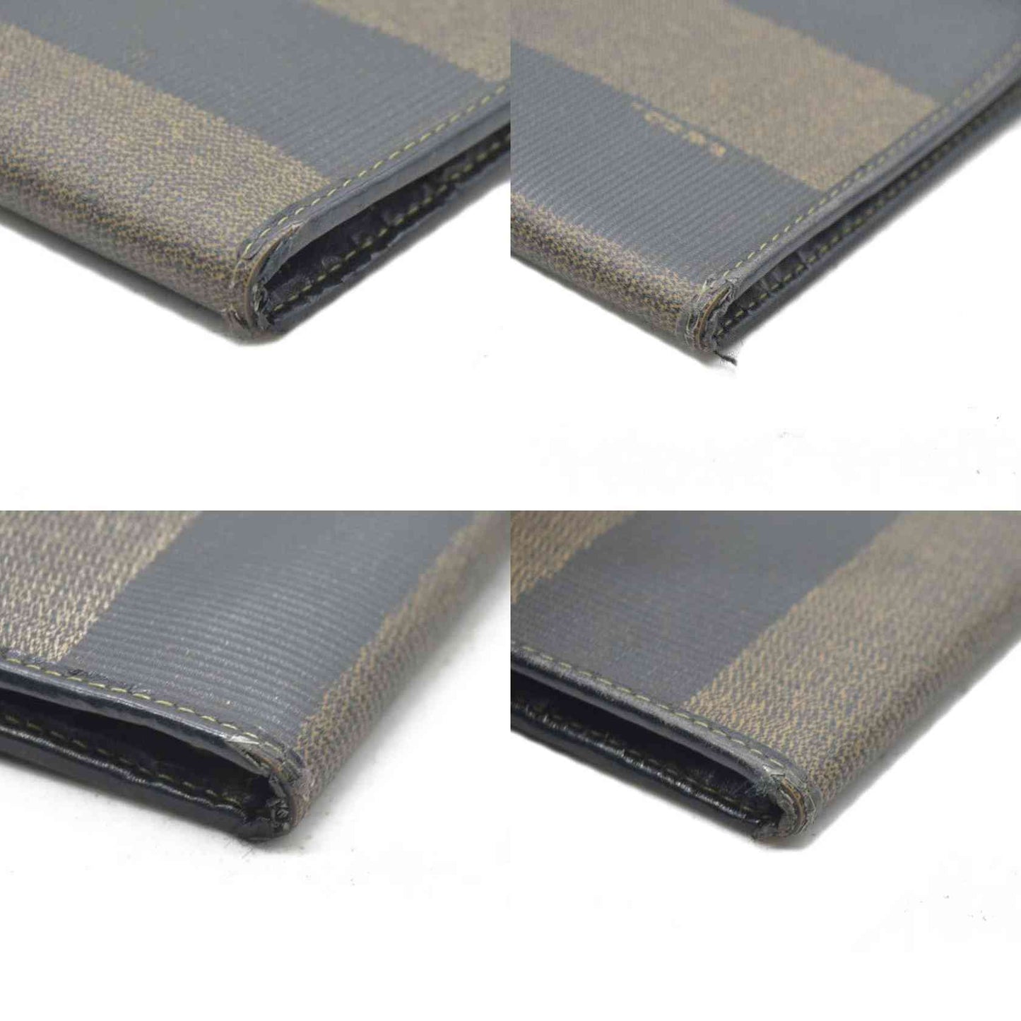 AUCTION $750 Fendi  Pequin Striped Flap Wallet Tobacco