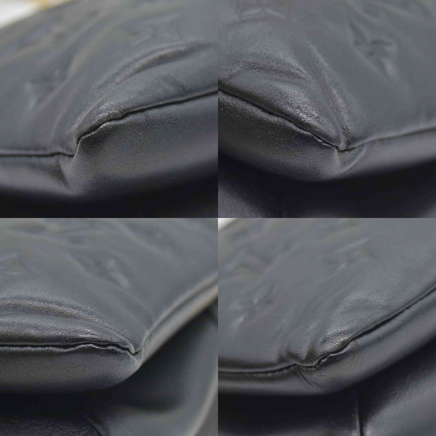 $4950 Louis Vuitton Lambskin Embossed Monogram Coussin PM Black
