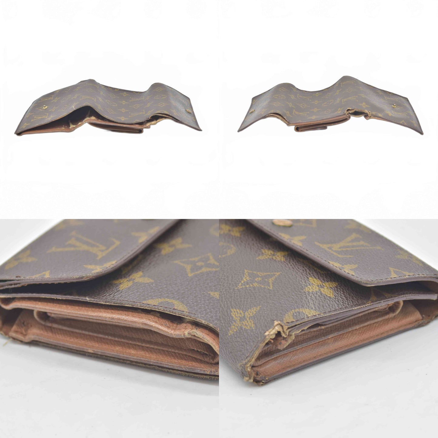 $635 1994 WELL WORN Louis Vuitton Monogram Porte Tresor Etui Papiers Wallet  MI0994