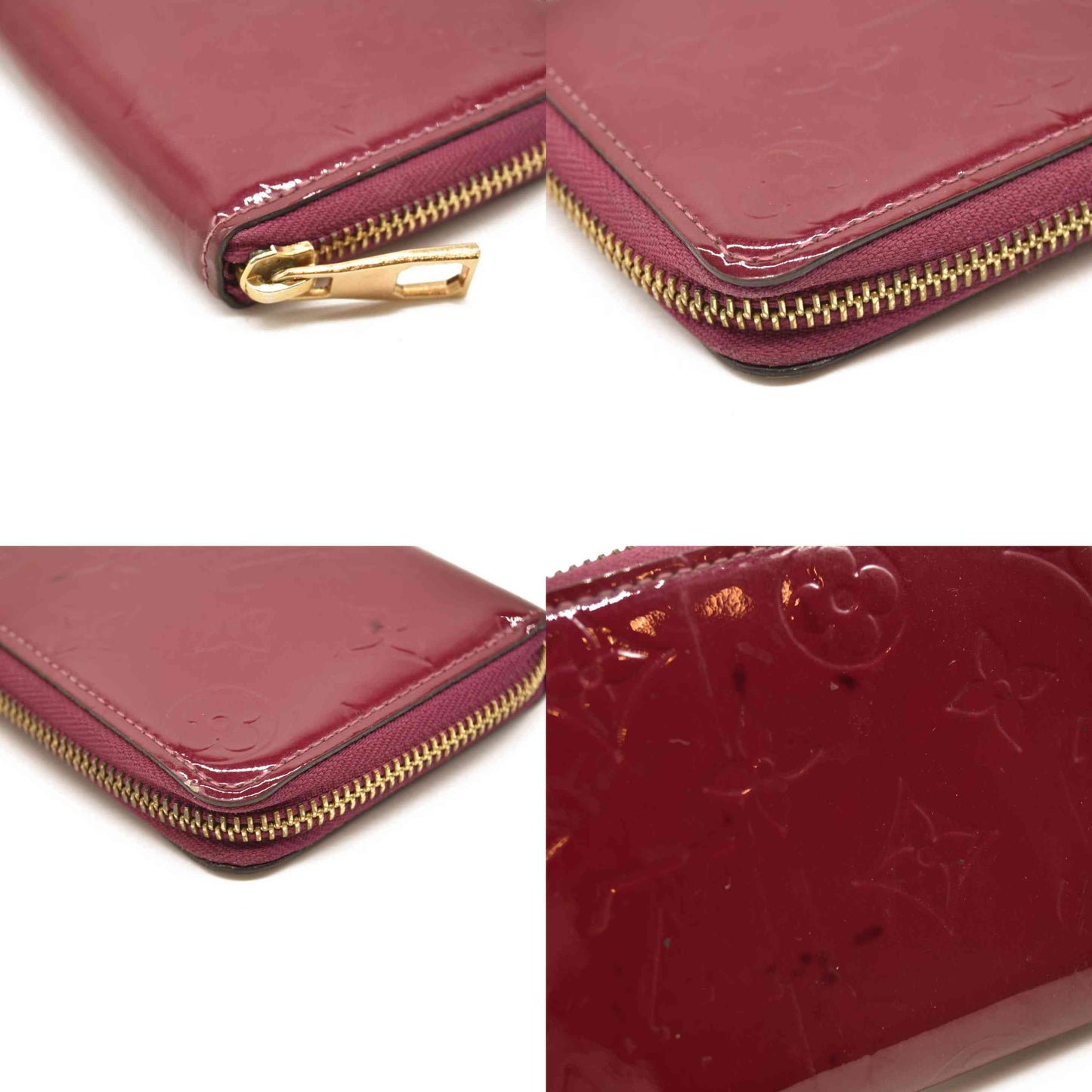 Louis Vuitton  Monogram Vernis Portefeiulle  Clemence Wallet Red UB1167