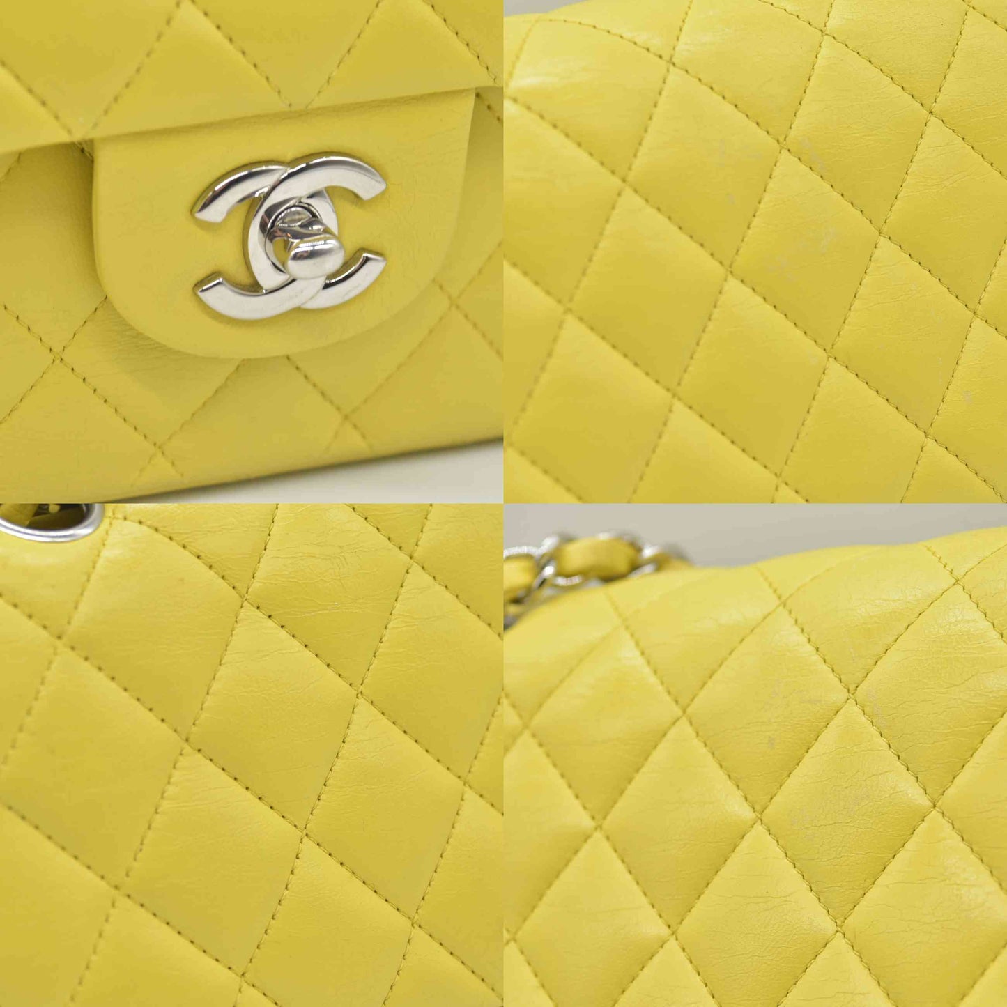 $11300 2010 Chanel Lambskin Quilted Medium Double Flap Yellow CONSIGNMENT